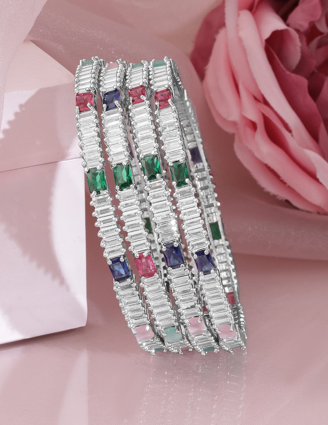 Chic Multicolour American Diamond Bangles