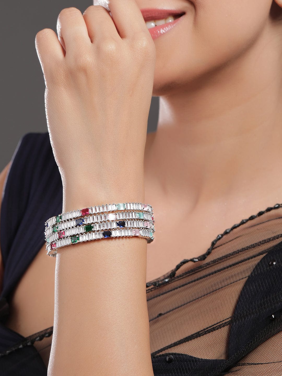 Chic Multicolour American Diamond Bangles