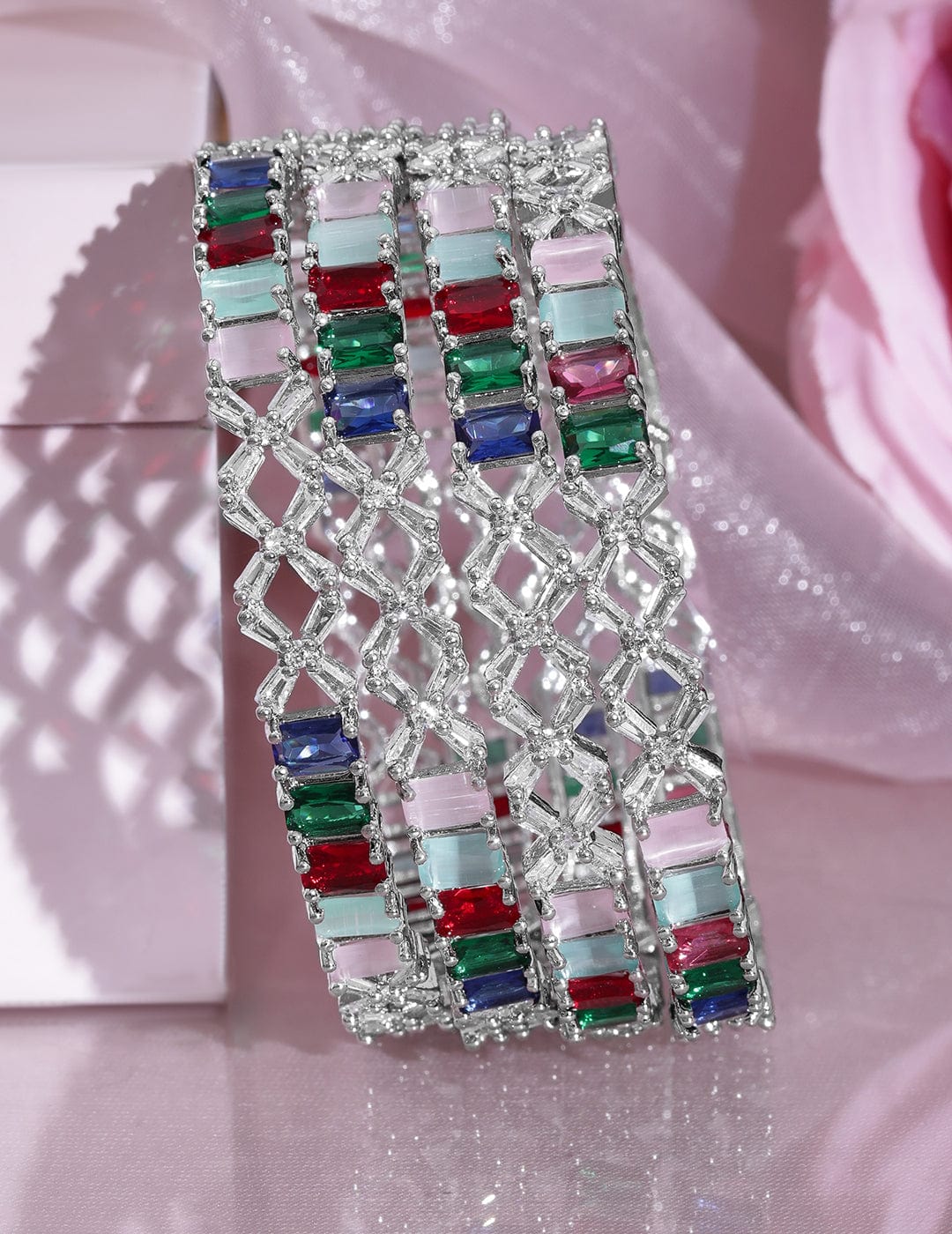 Silver Aura Multicolour Bangles