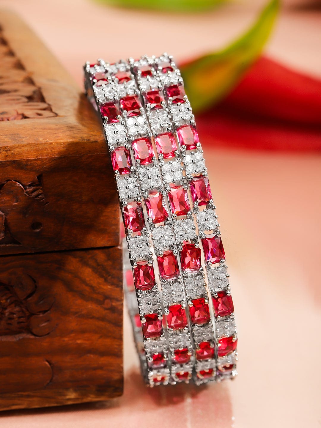 Captivating Reds American Diamond Zirconia Bangles