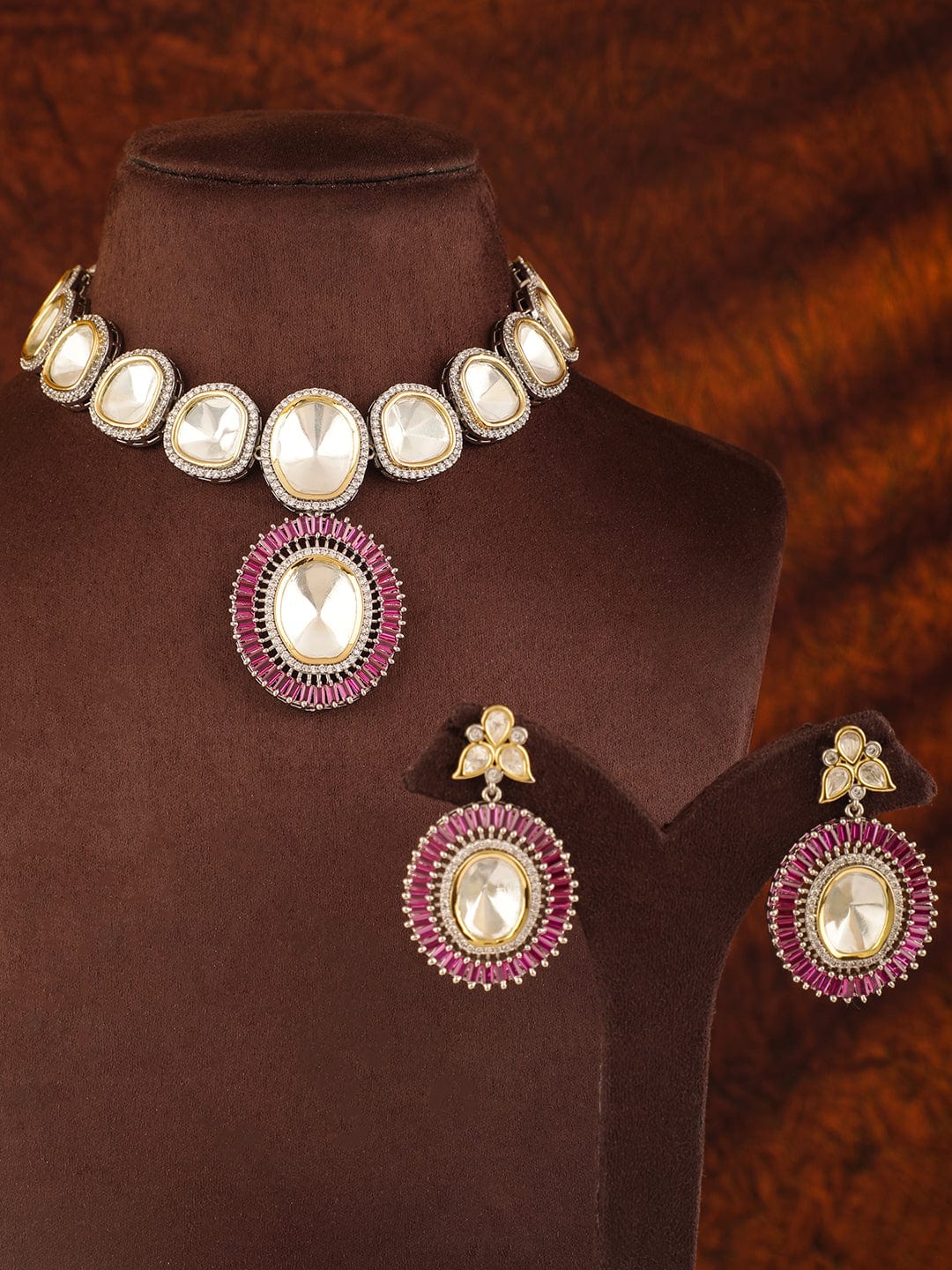Pink Prestige Kundan Necklace Set