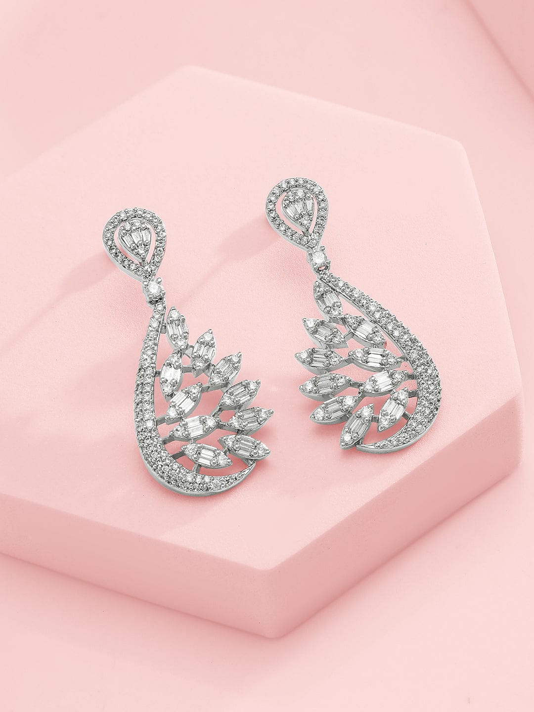 American Diamond Zirconia Leaf Cluster Choker Set