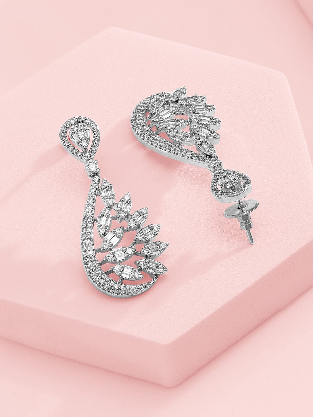 American Diamond Zirconia Leaf Cluster Choker Set