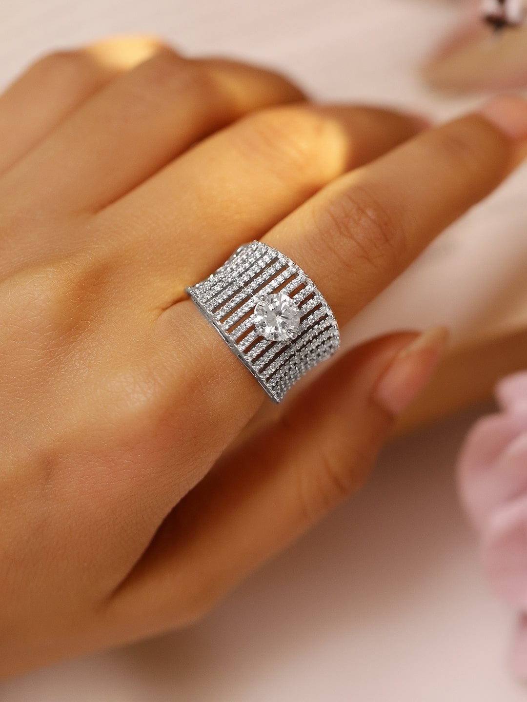 American Diamond Zirconia Statement Ring