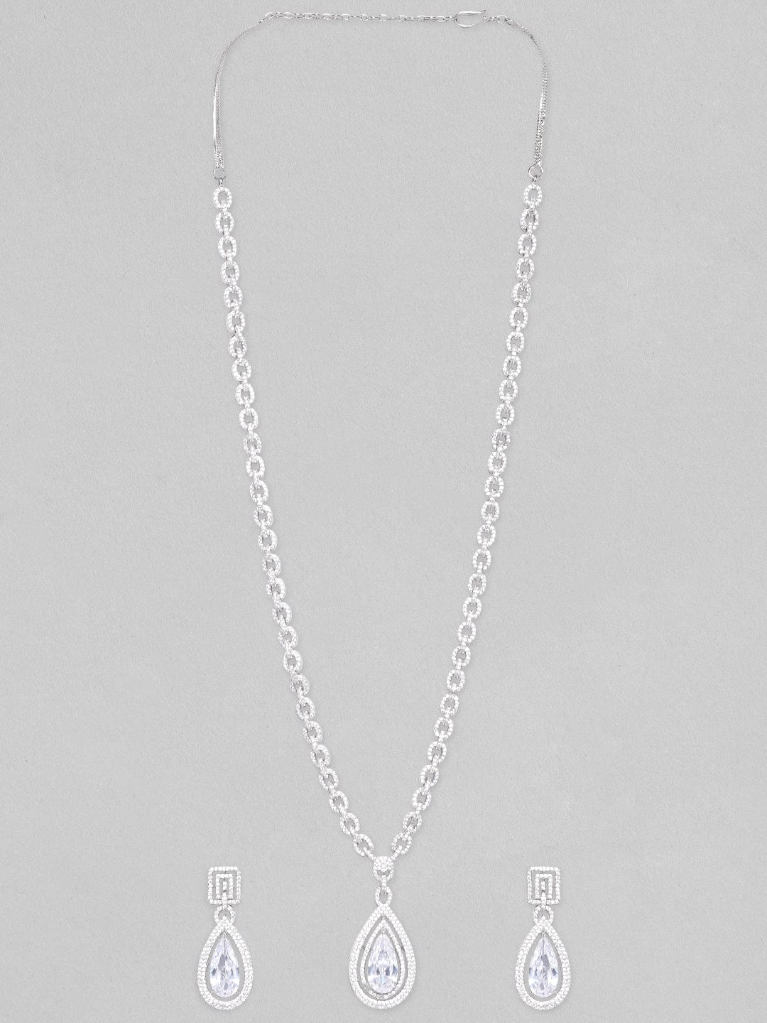 American Diamond Zirconia Teardrop Necklace Set