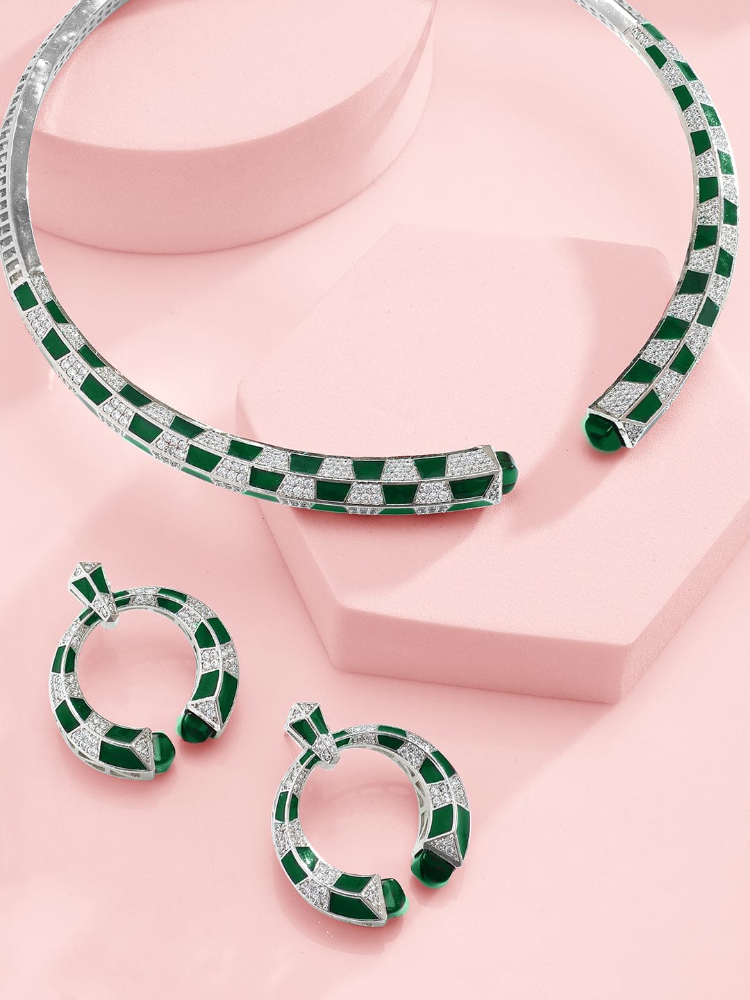 Green & American Diamond Zirconia Choker Set