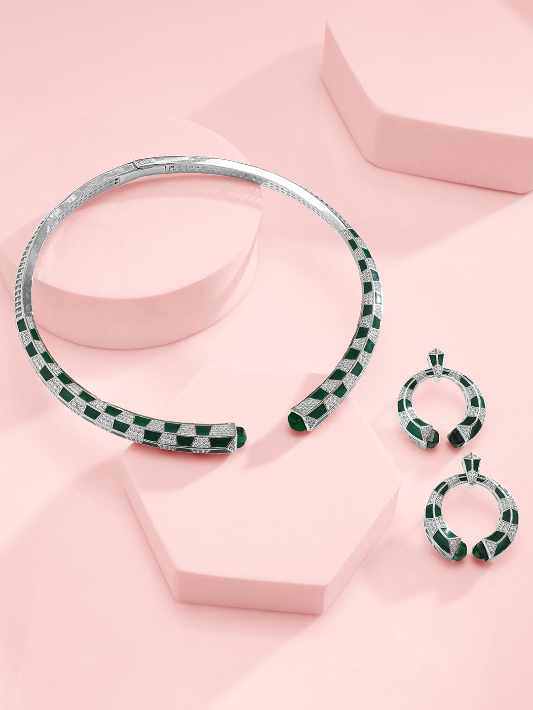 Green & American Diamond Zirconia Choker Set
