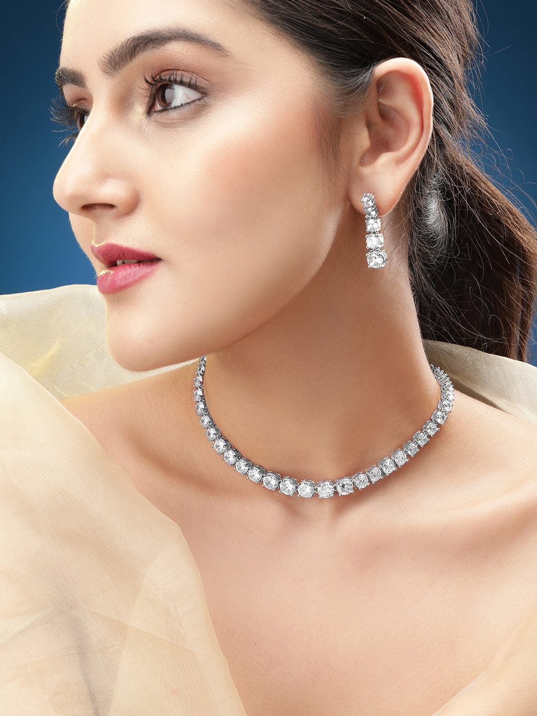 Dainty Zircon Adjustable tennis necklace set