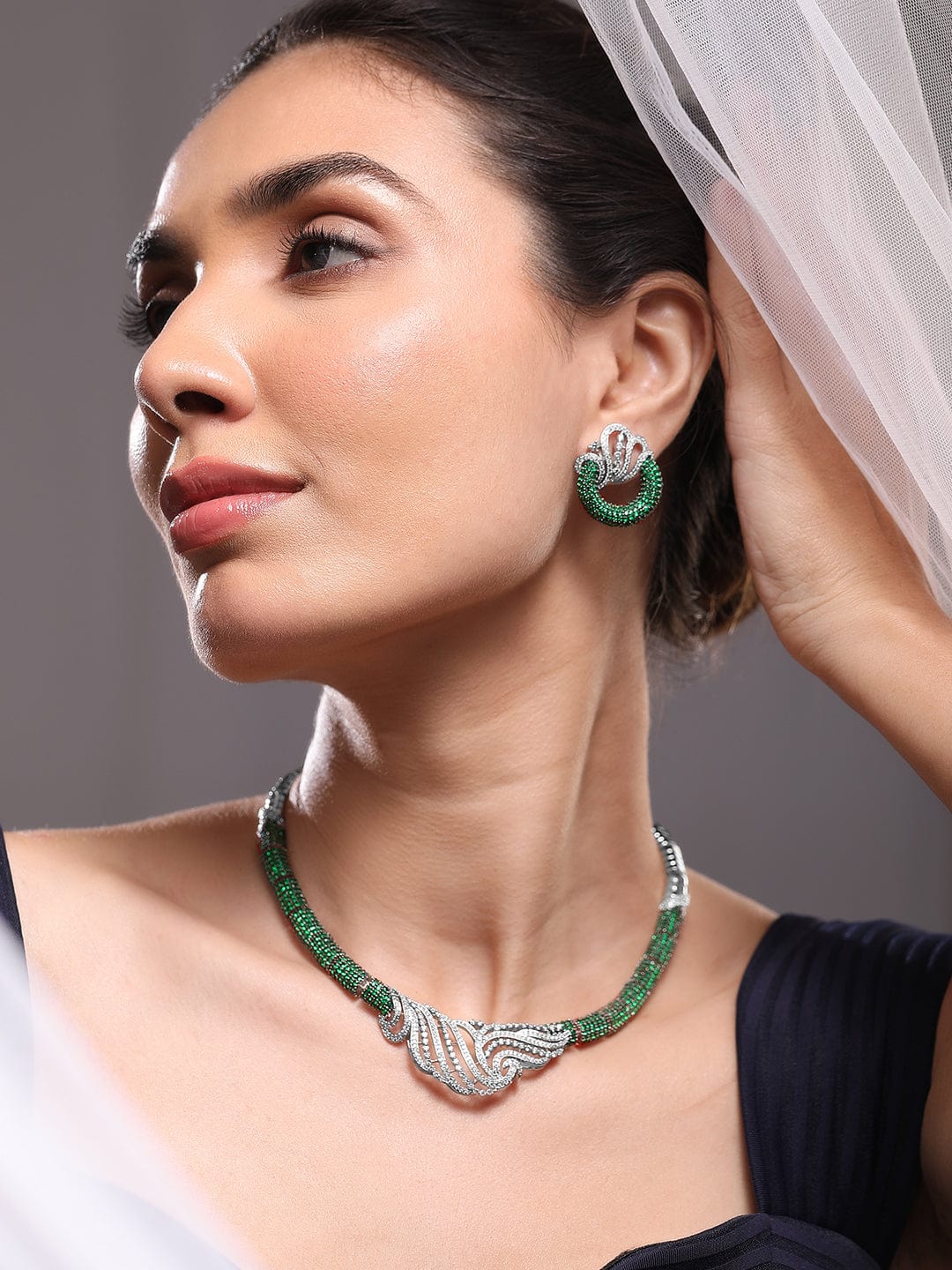 Green American Diamond Zirconia Necklace Set