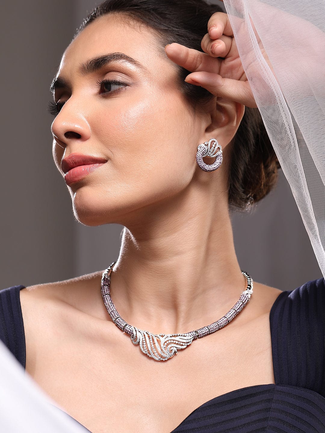 American Diamond Zirconia Necklace Set