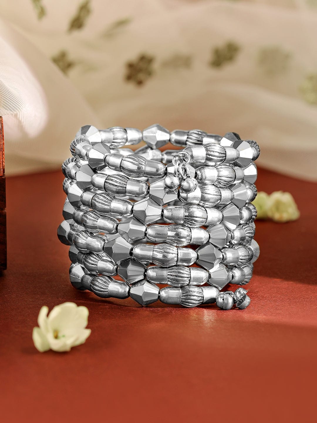 Wentra Silver Plated Multi-Layered Statement Bracelet