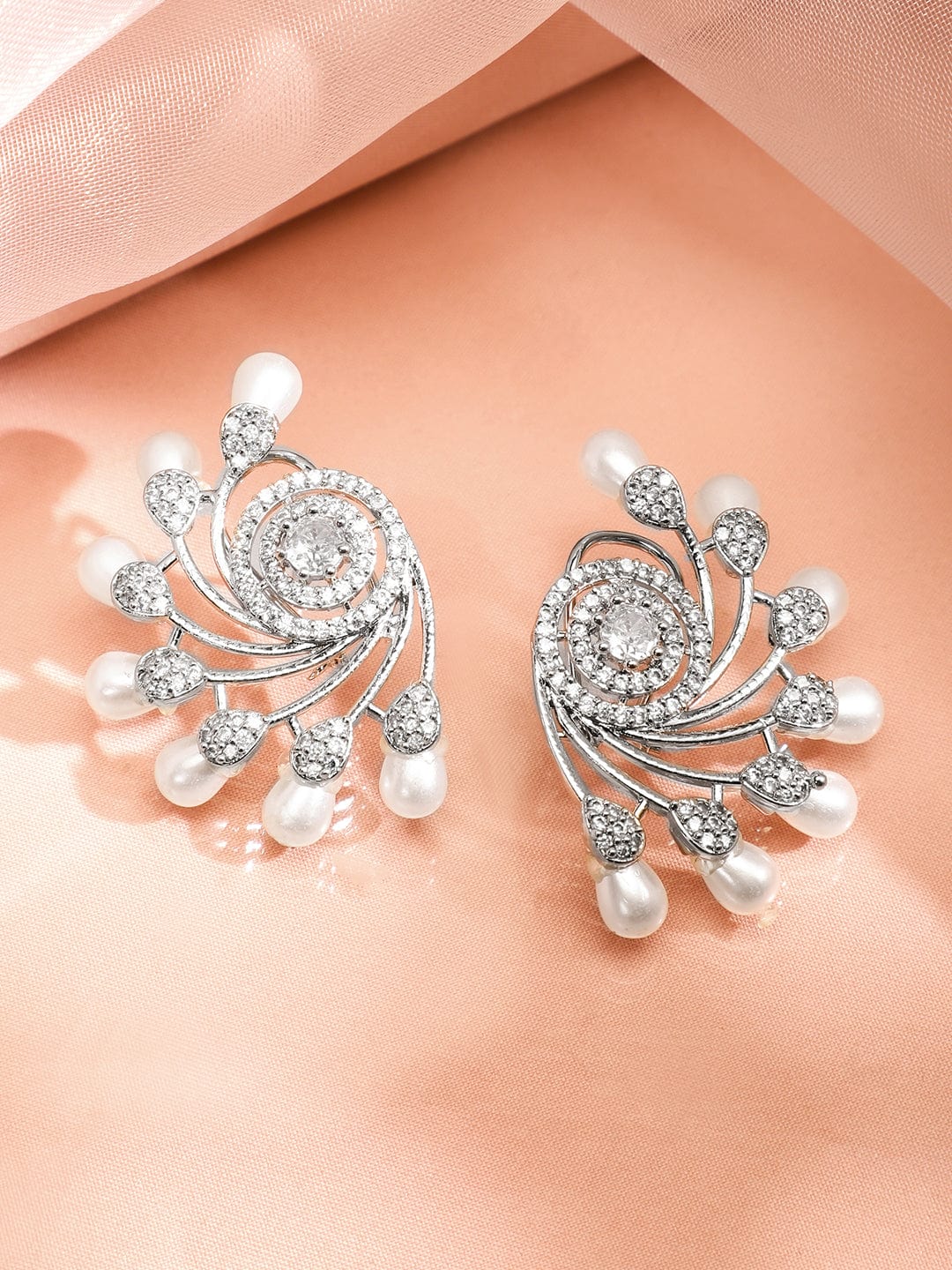 Pearl Swirl American Diamond Zirconia Studs