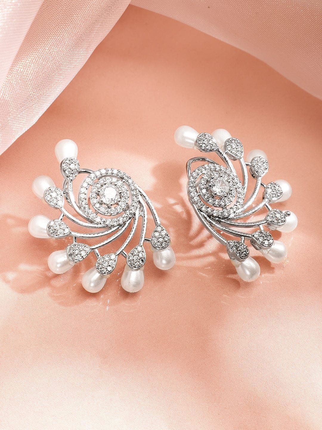 Pearl Swirl American Diamond Zirconia Studs