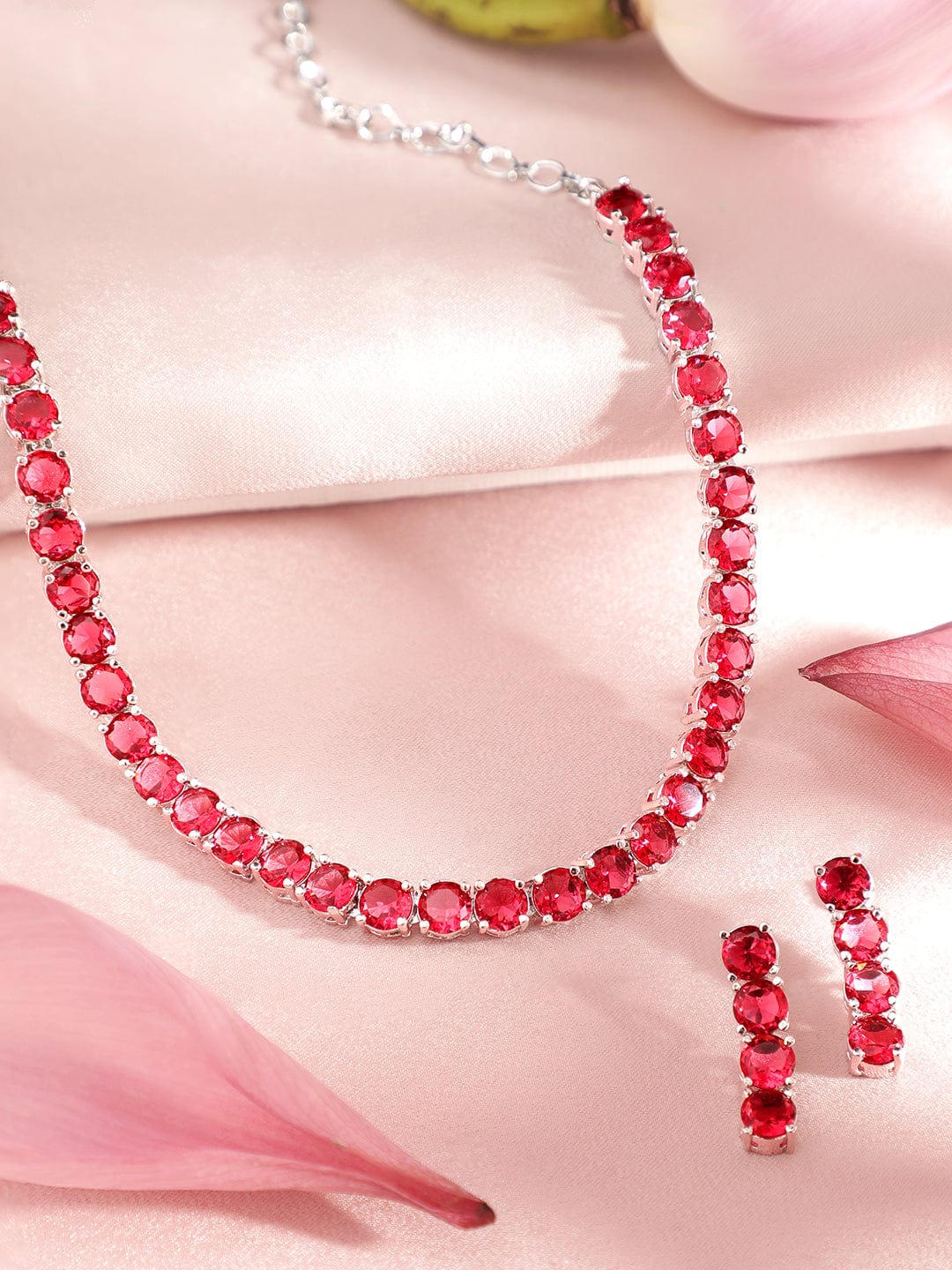 Long Ruby Necklace Set