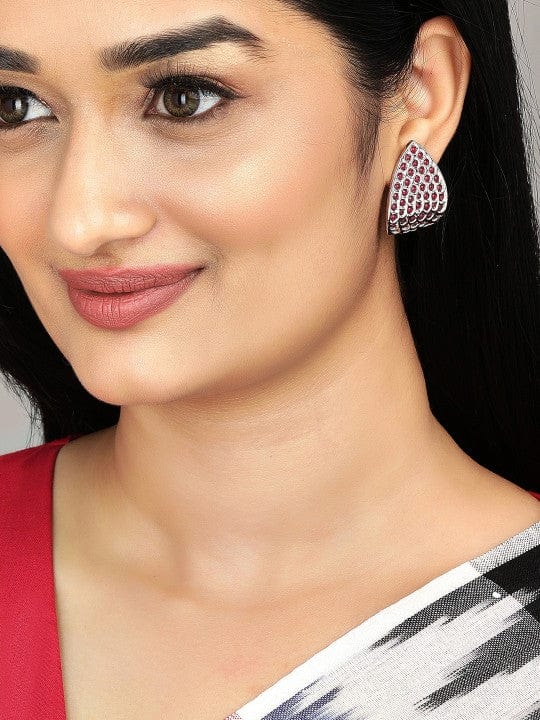 Teardrop Motif Oxidised Red Stud Earrings