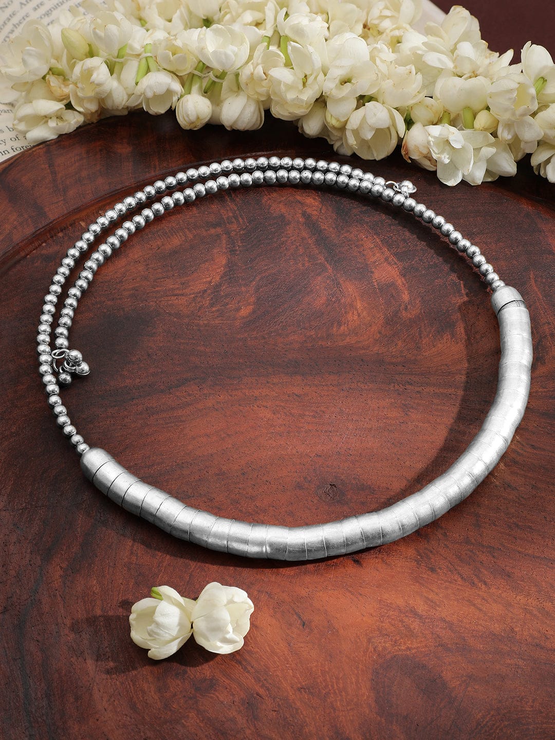Gracefully Textured Silver Statement Choker