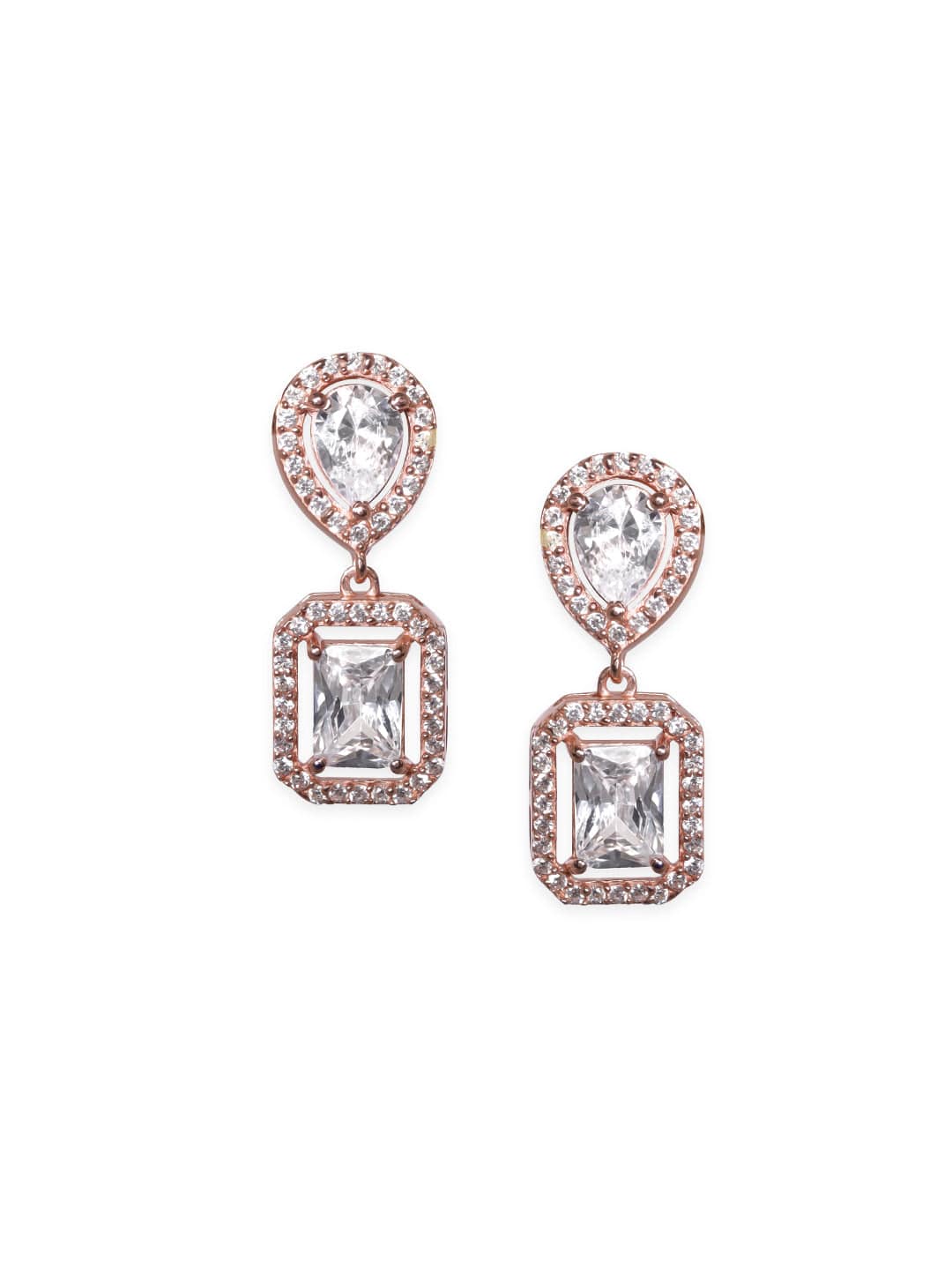 Elegant Squares American Diamond Zirconia Drop Earrings