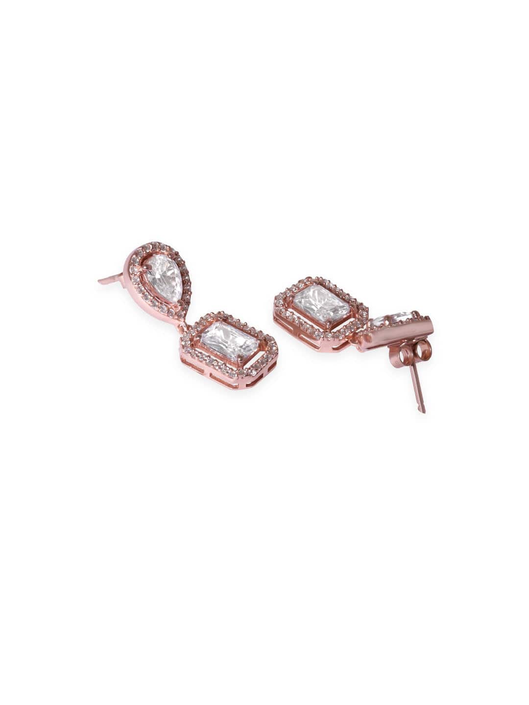 Elegant Squares American Diamond Zirconia Drop Earrings