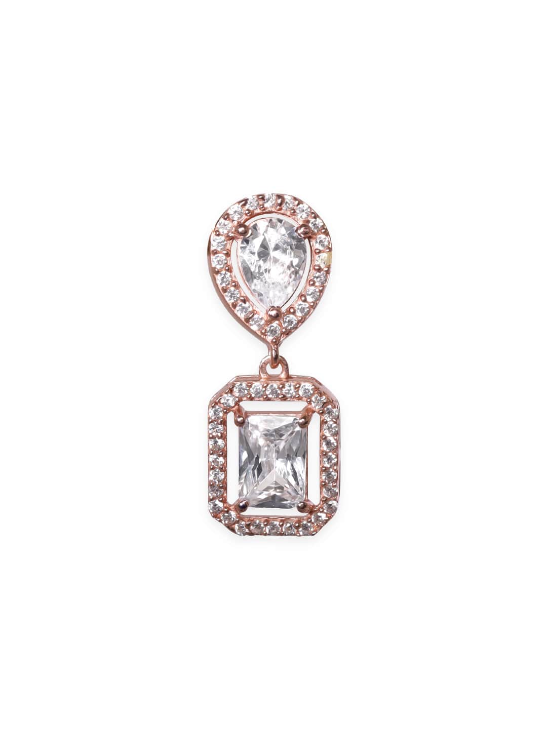 Elegant Squares American Diamond Zirconia Drop Earrings