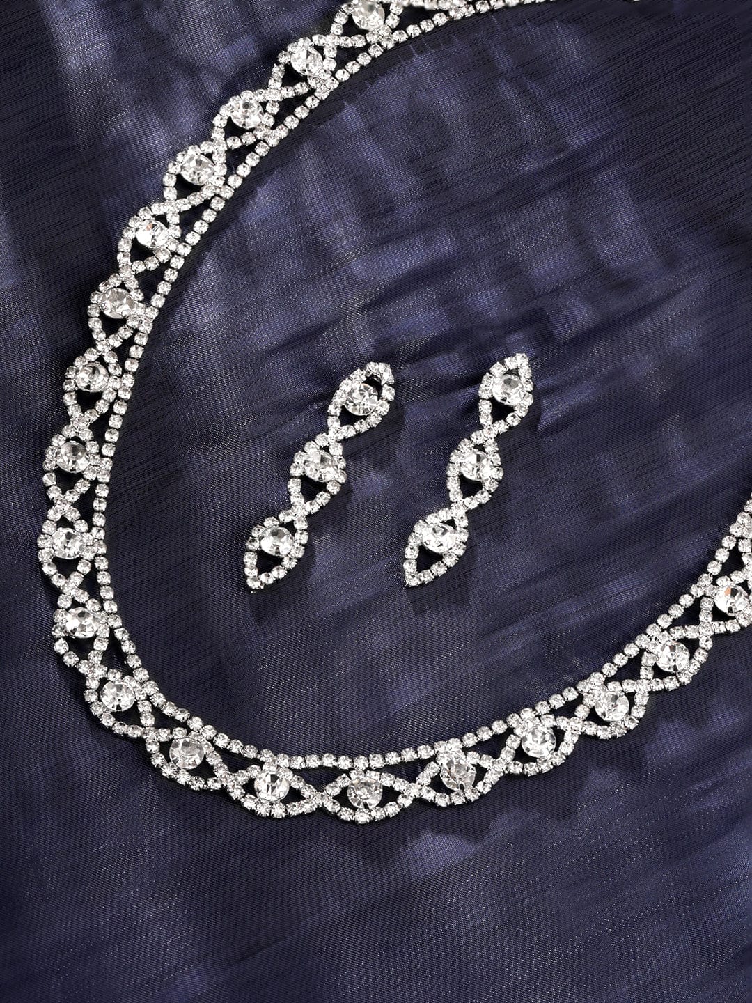 American Diamond Zirconia Twisted Wine Patter Necklace Set