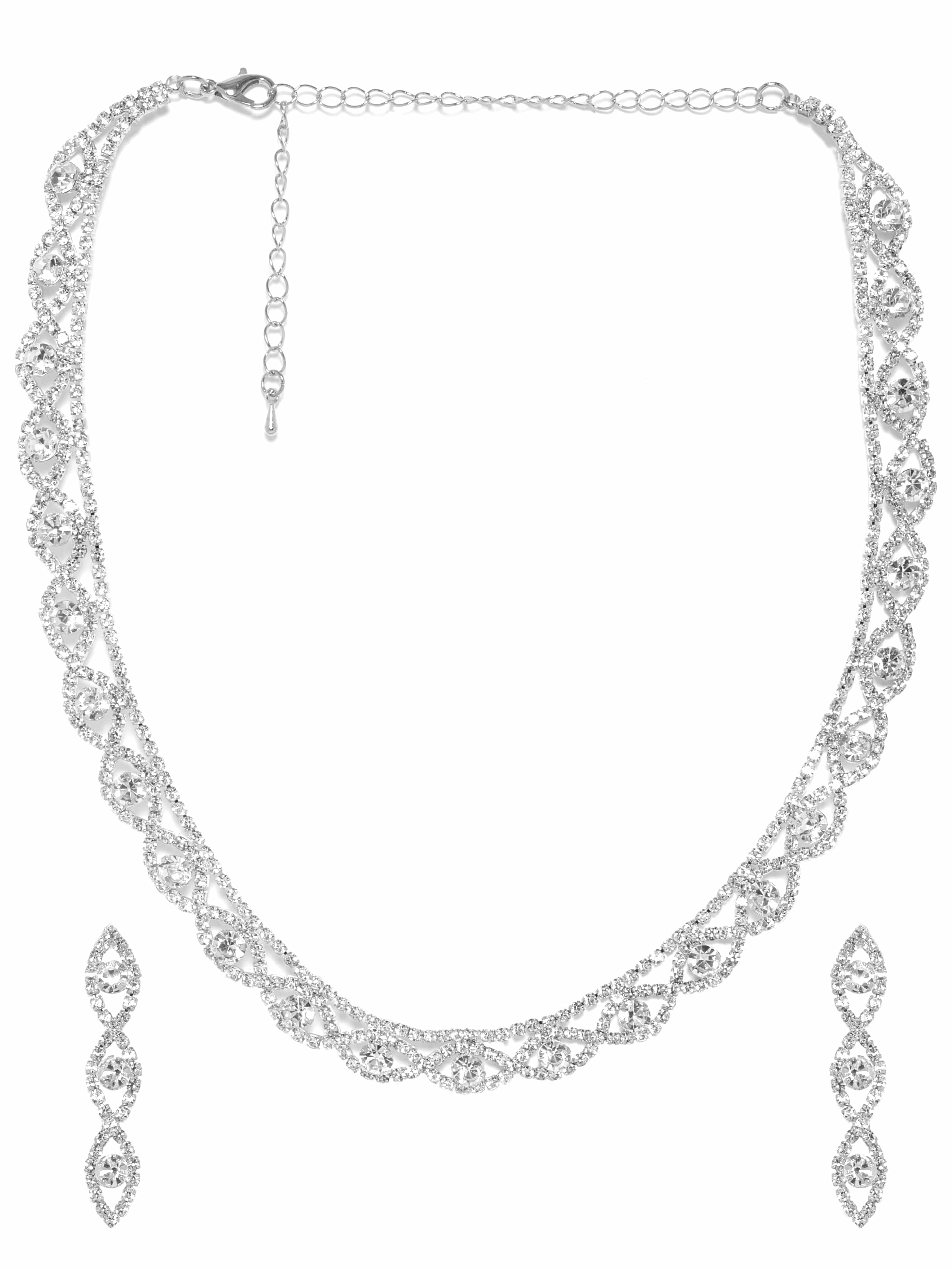 American Diamond Zirconia Twisted Wine Patter Necklace Set