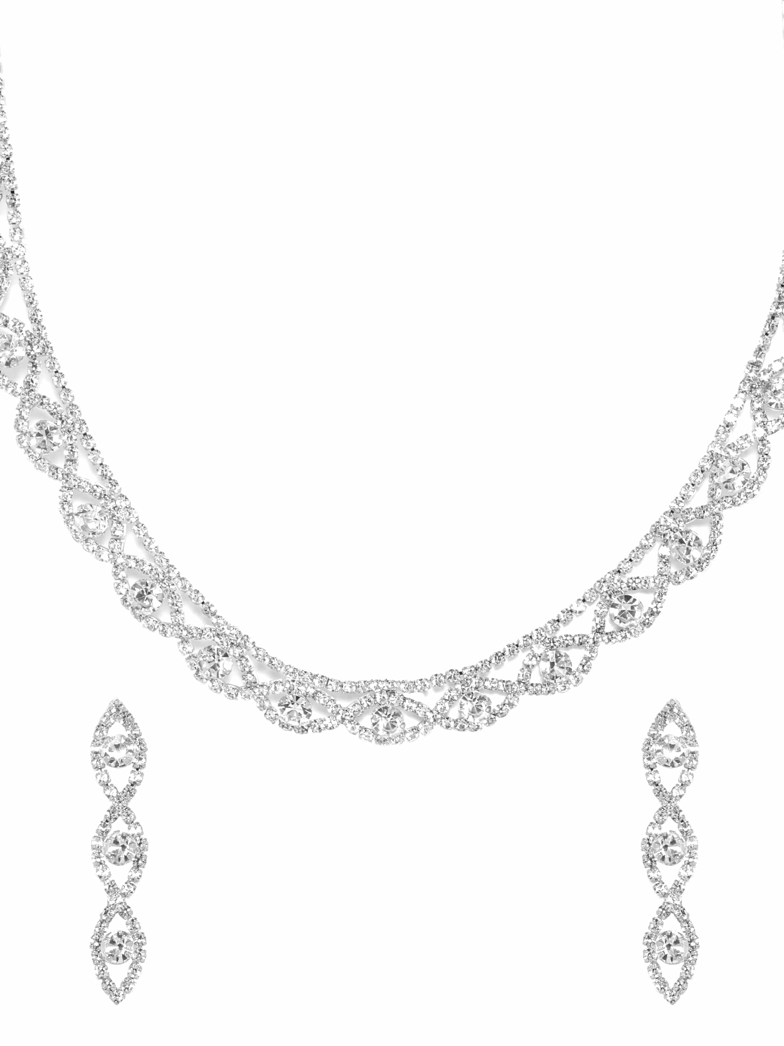 American Diamond Zirconia Twisted Wine Patter Necklace Set