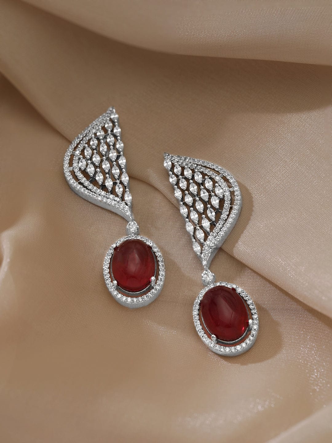 Sleek Scarlet Tone American Diamond Zirconia Danglers
