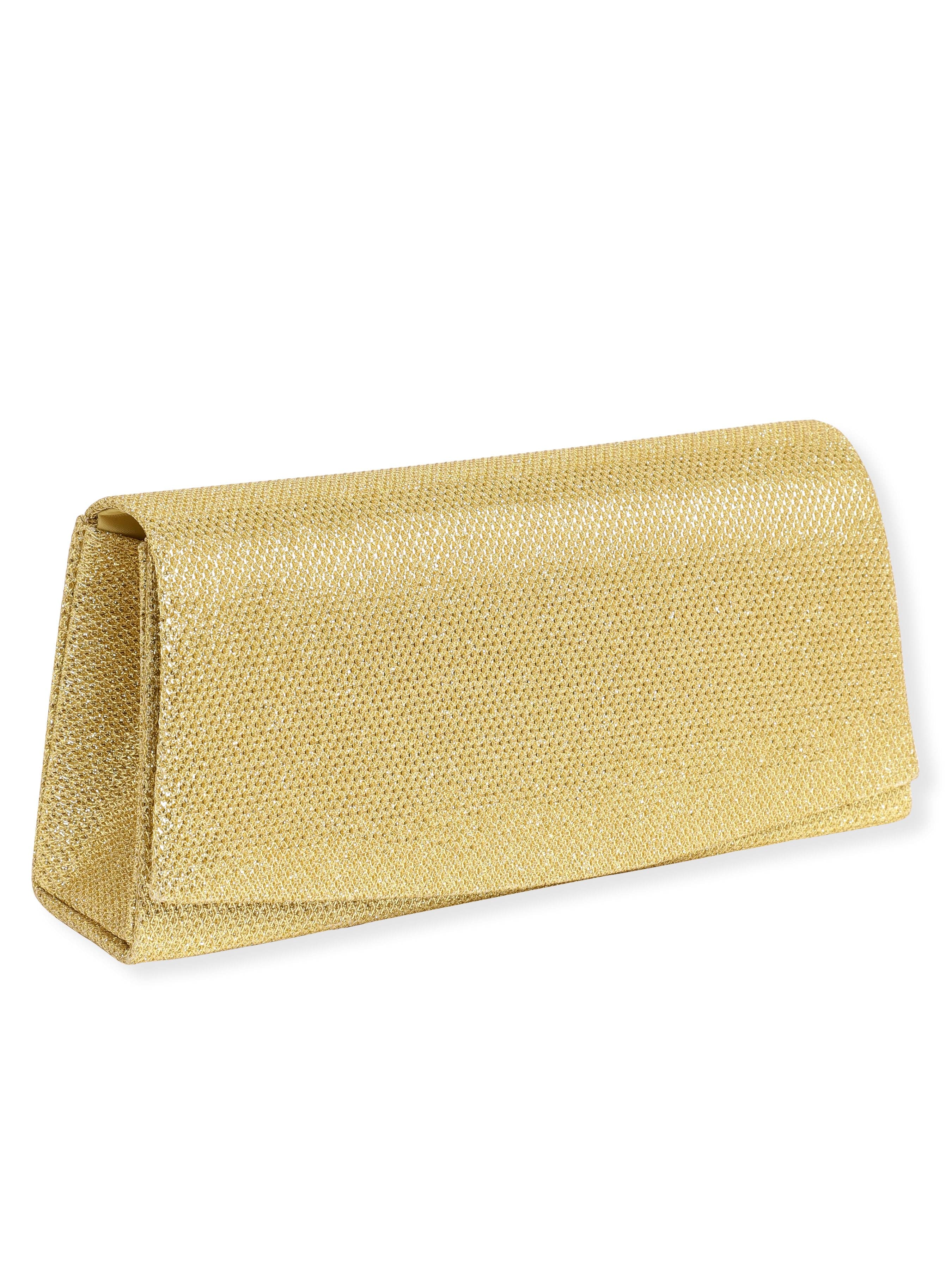 Wentra Timeless Glamour Handcrafted Beige Shimmery Clutch Bag