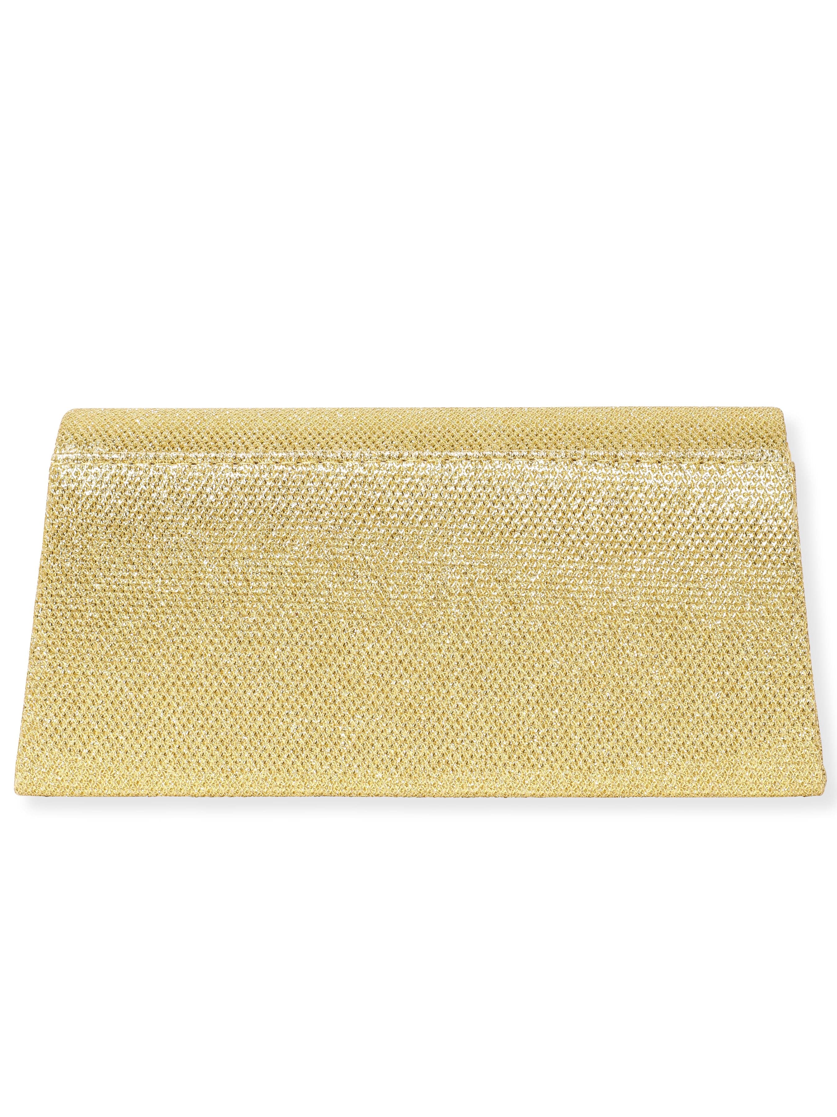 Wentra Timeless Glamour Handcrafted Beige Shimmery Clutch Bag