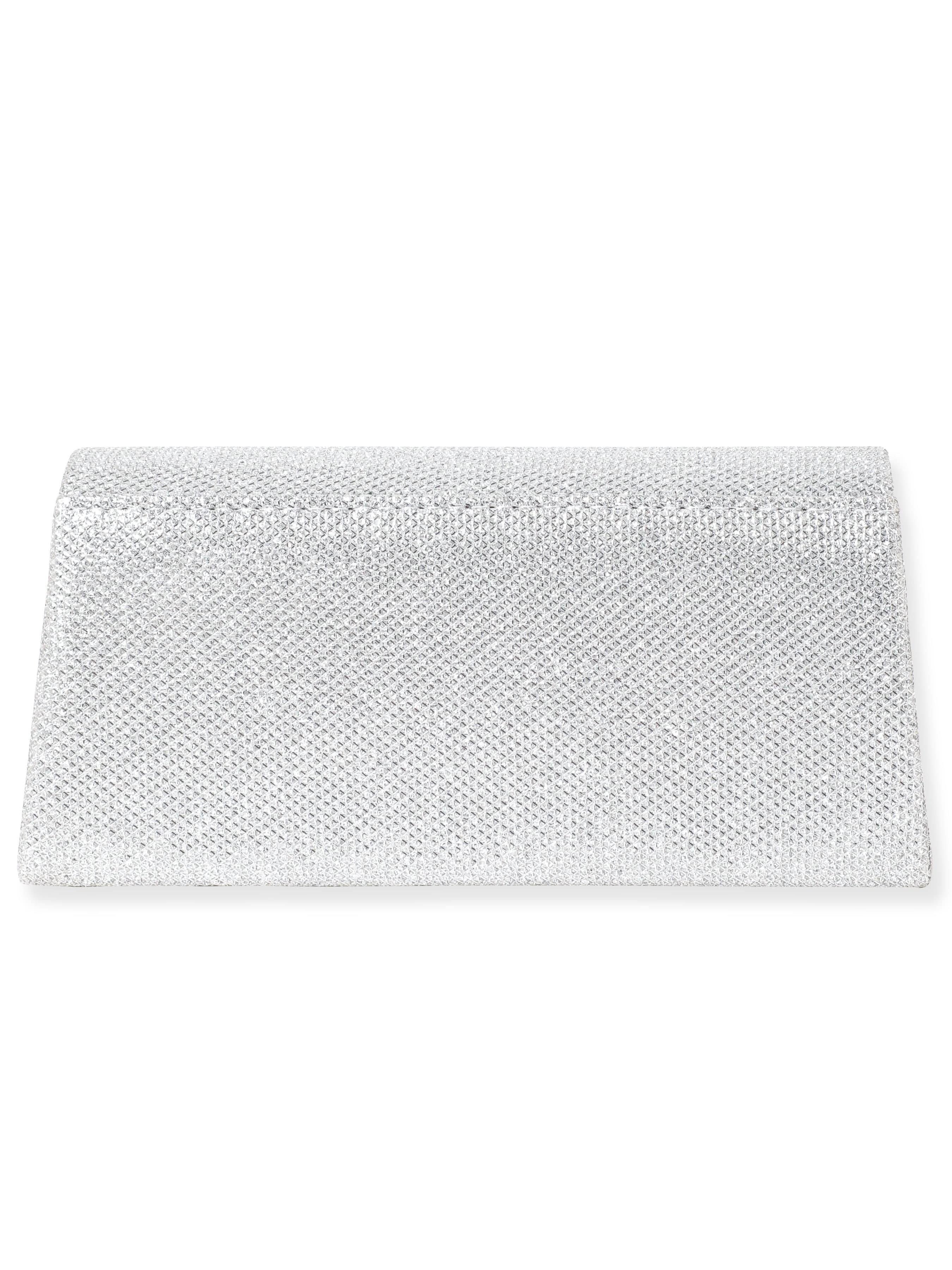 Wentra Timeless Radiance Handcrafted Silver Shimmery Clutch Bag