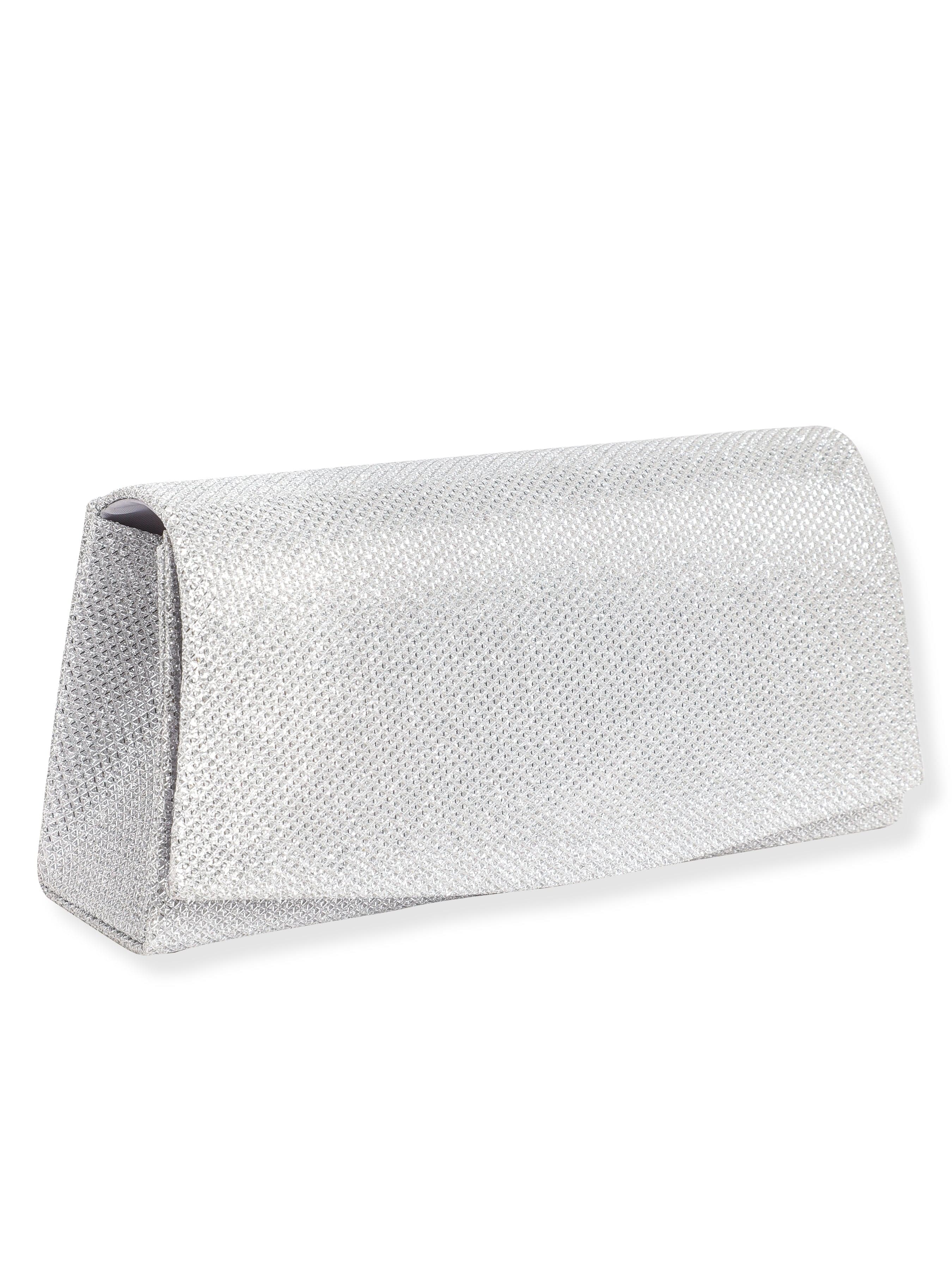 Wentra Timeless Radiance Handcrafted Silver Shimmery Clutch Bag