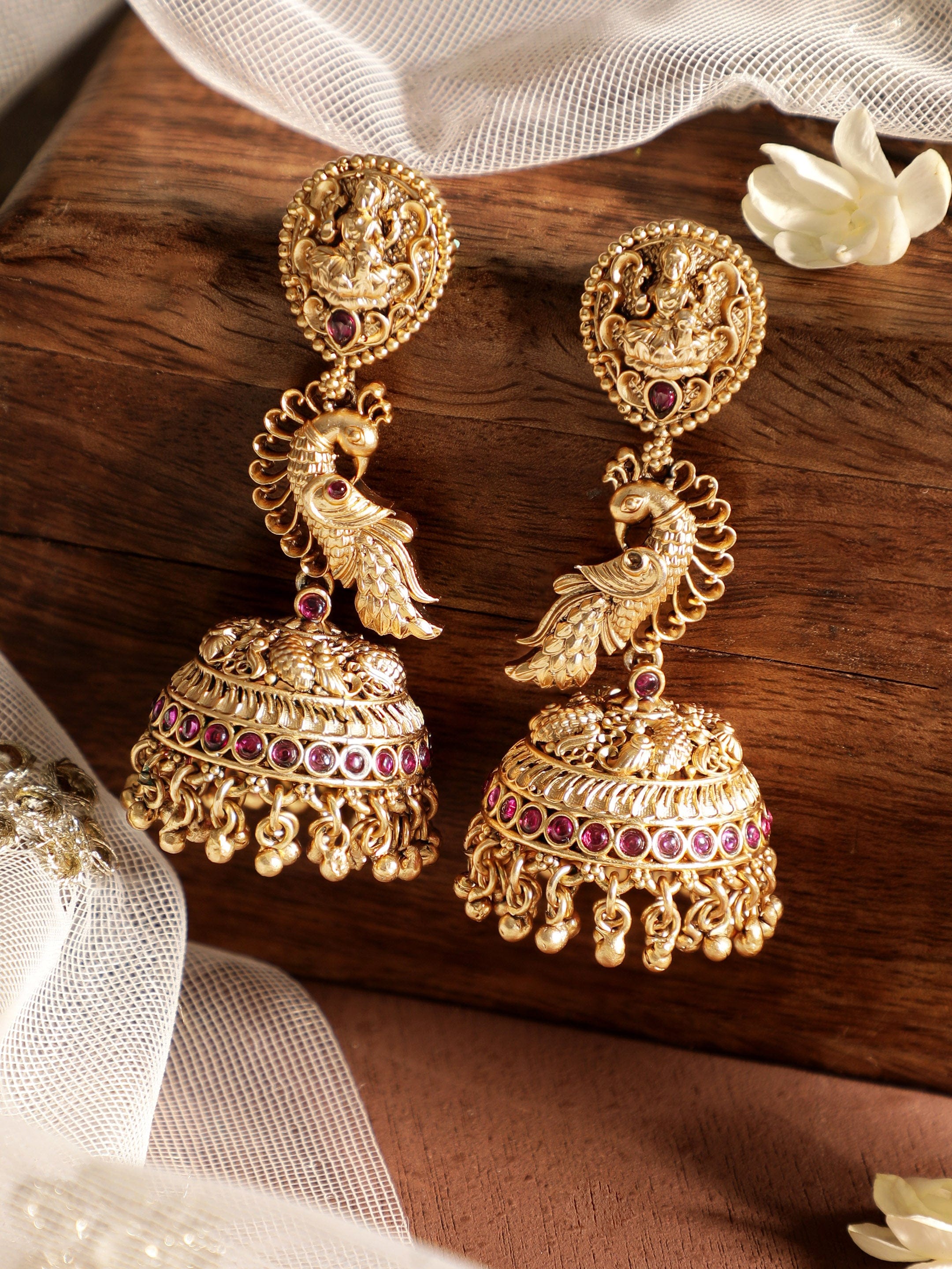 Whispers of the Peacock Jhumka