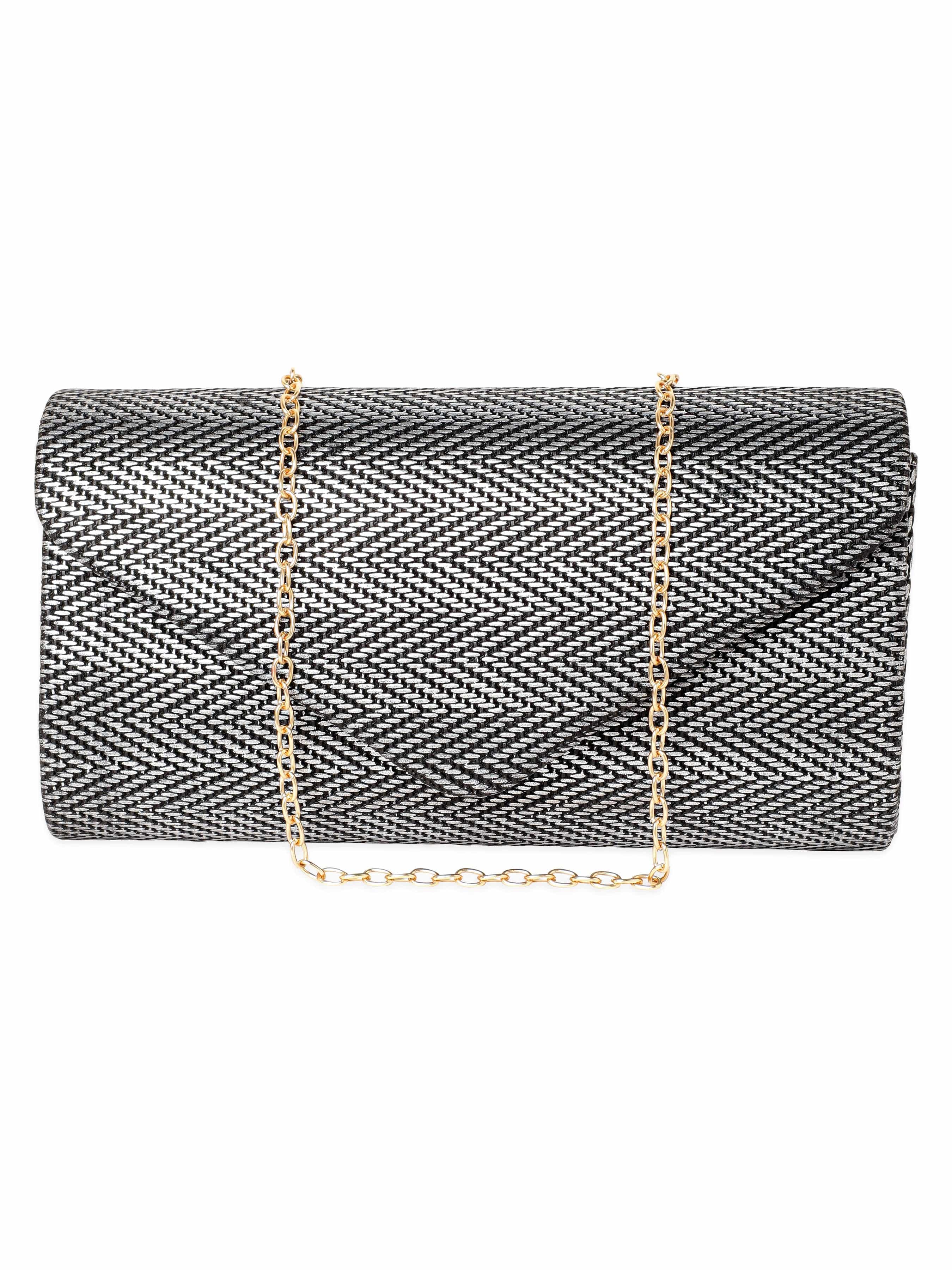 Wentra Urban Elegance Handcrafted Grey Textured Clutch