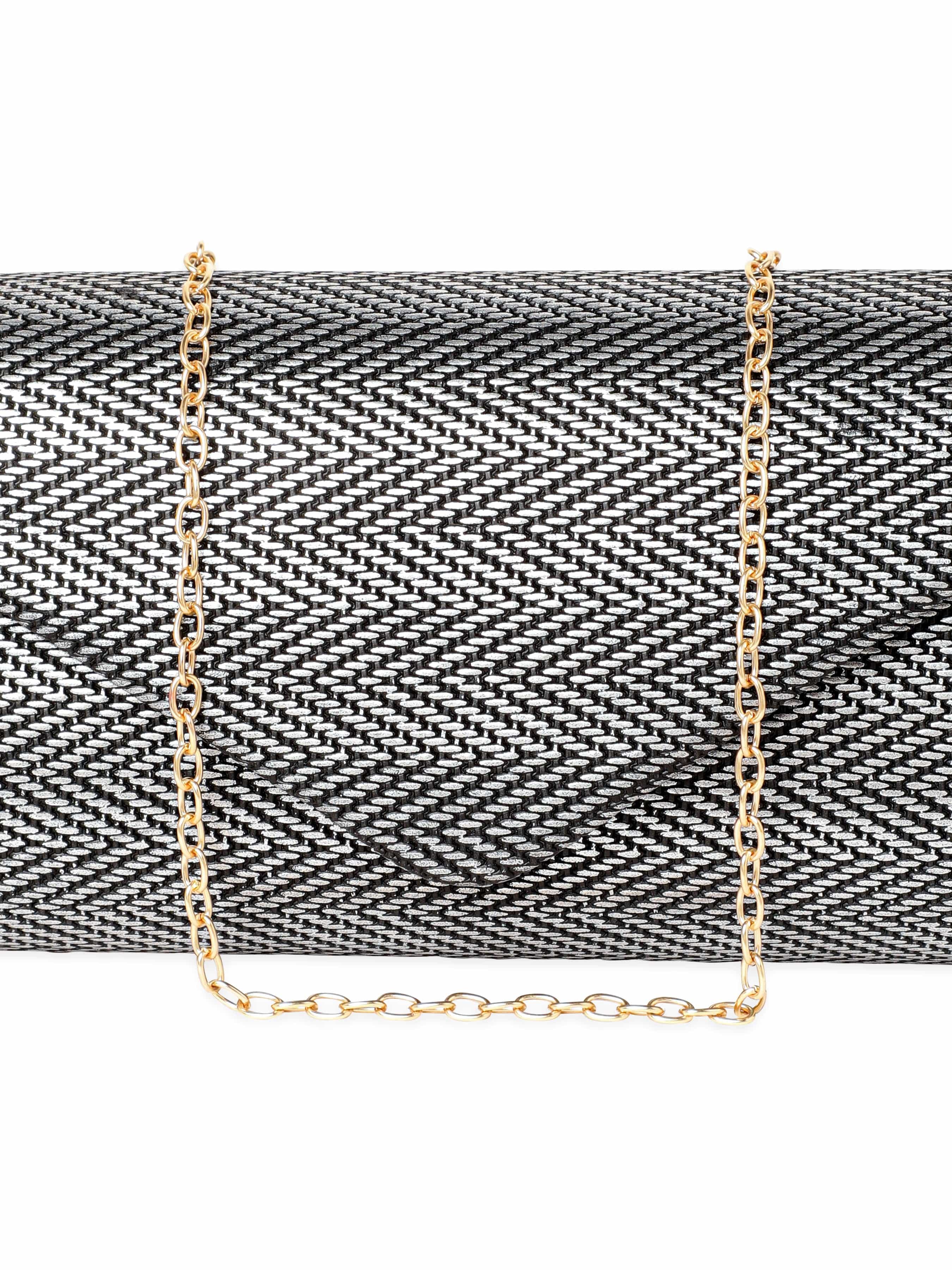 Wentra Urban Elegance Handcrafted Grey Textured Clutch