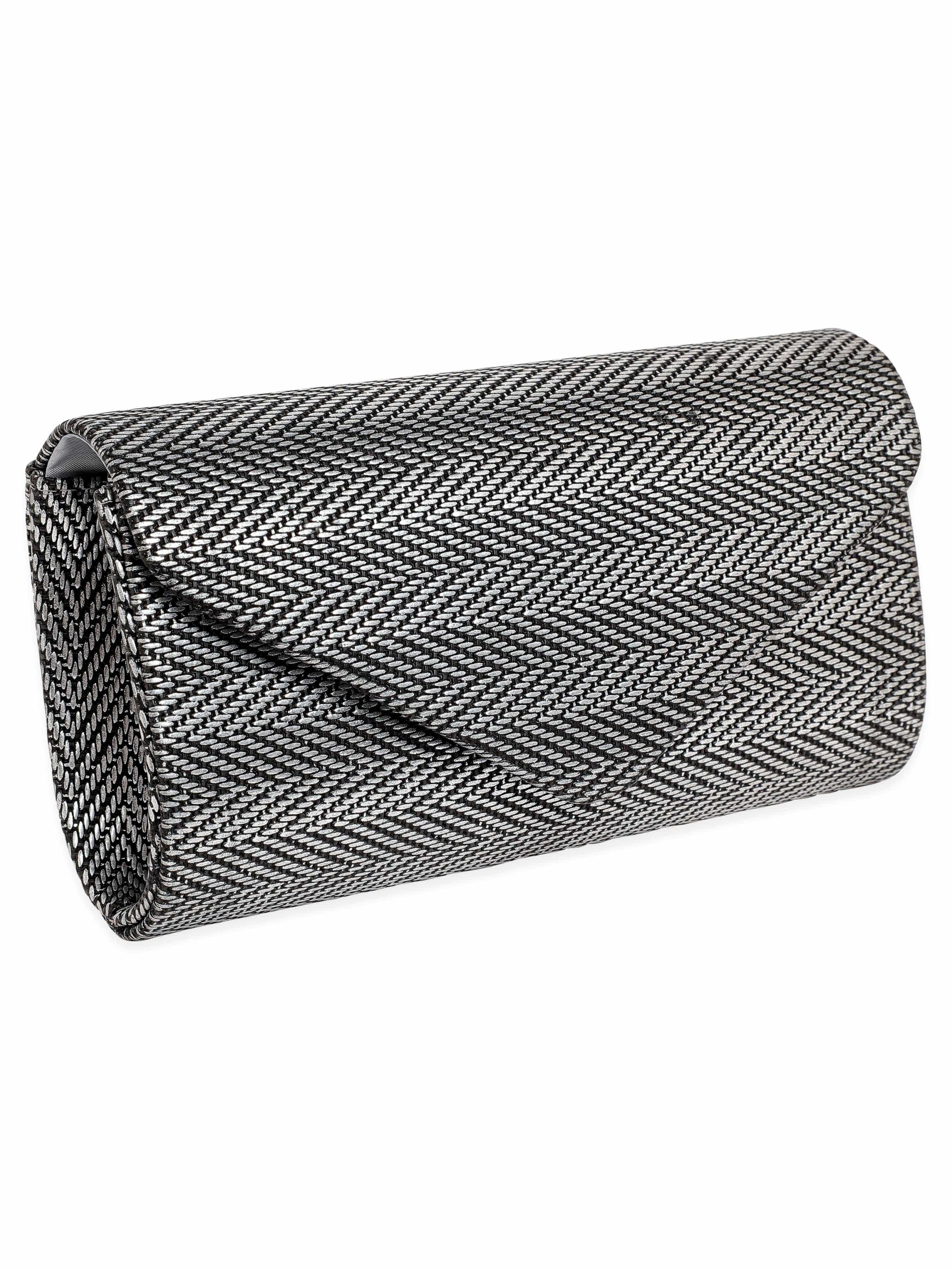 Wentra Urban Elegance Handcrafted Grey Textured Clutch