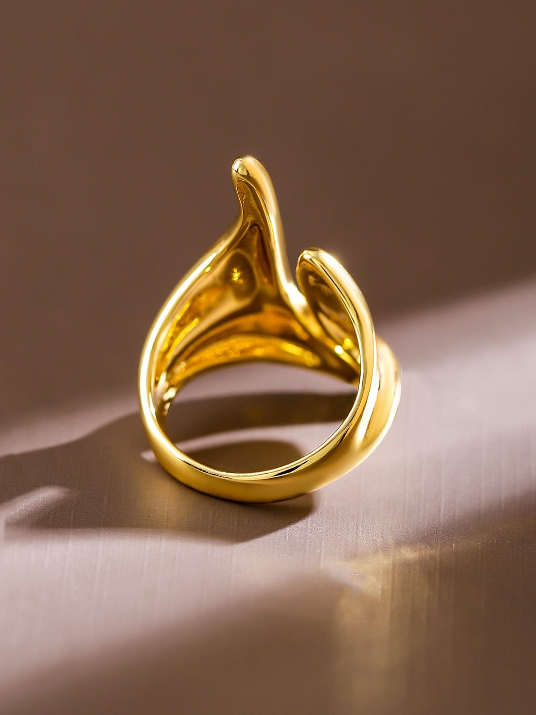 Wentra Voguish 18K Gold-Plated Abstract Openable Finger Ring