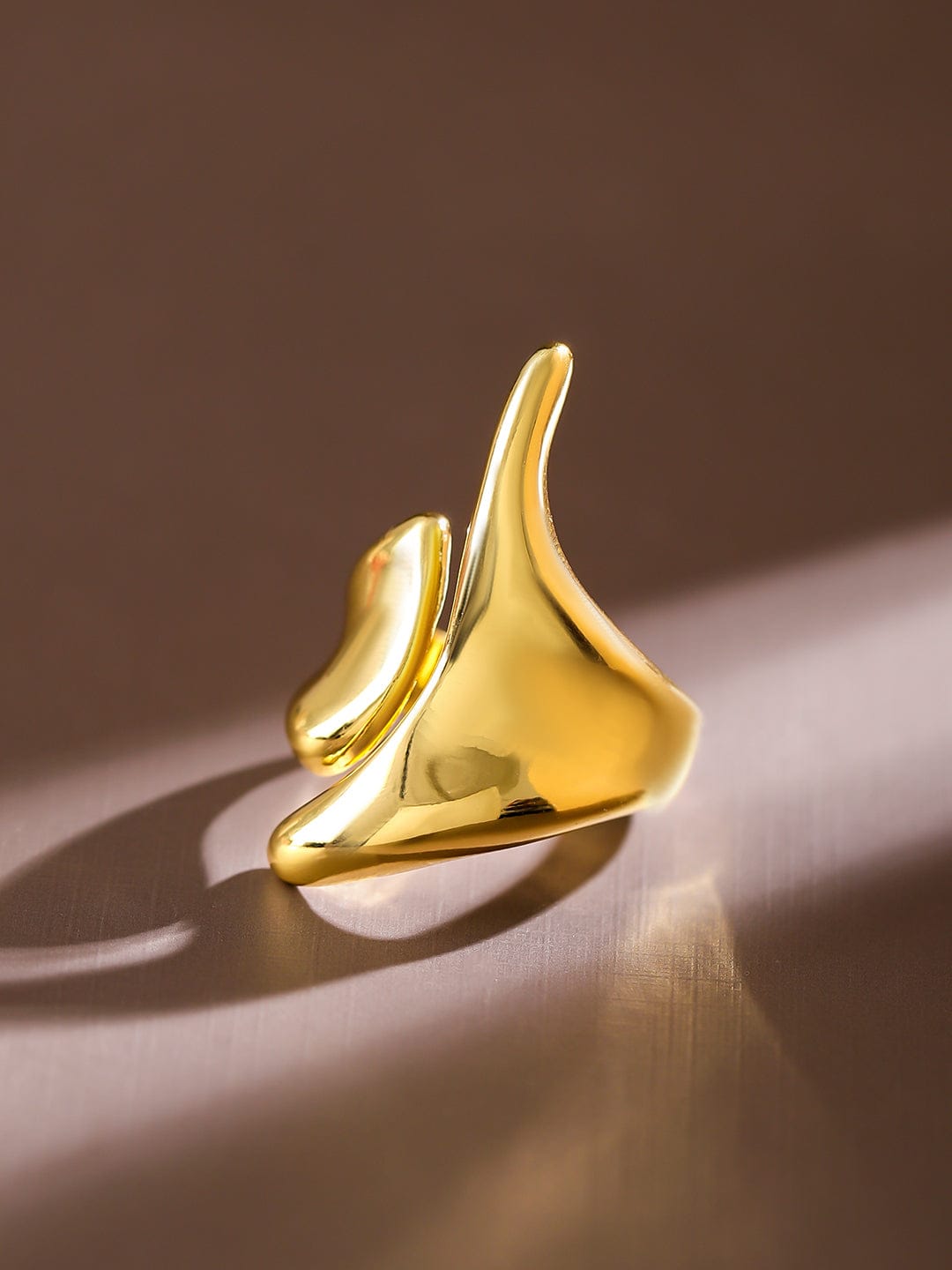Wentra Voguish 18K Gold-Plated Abstract Openable Finger Ring