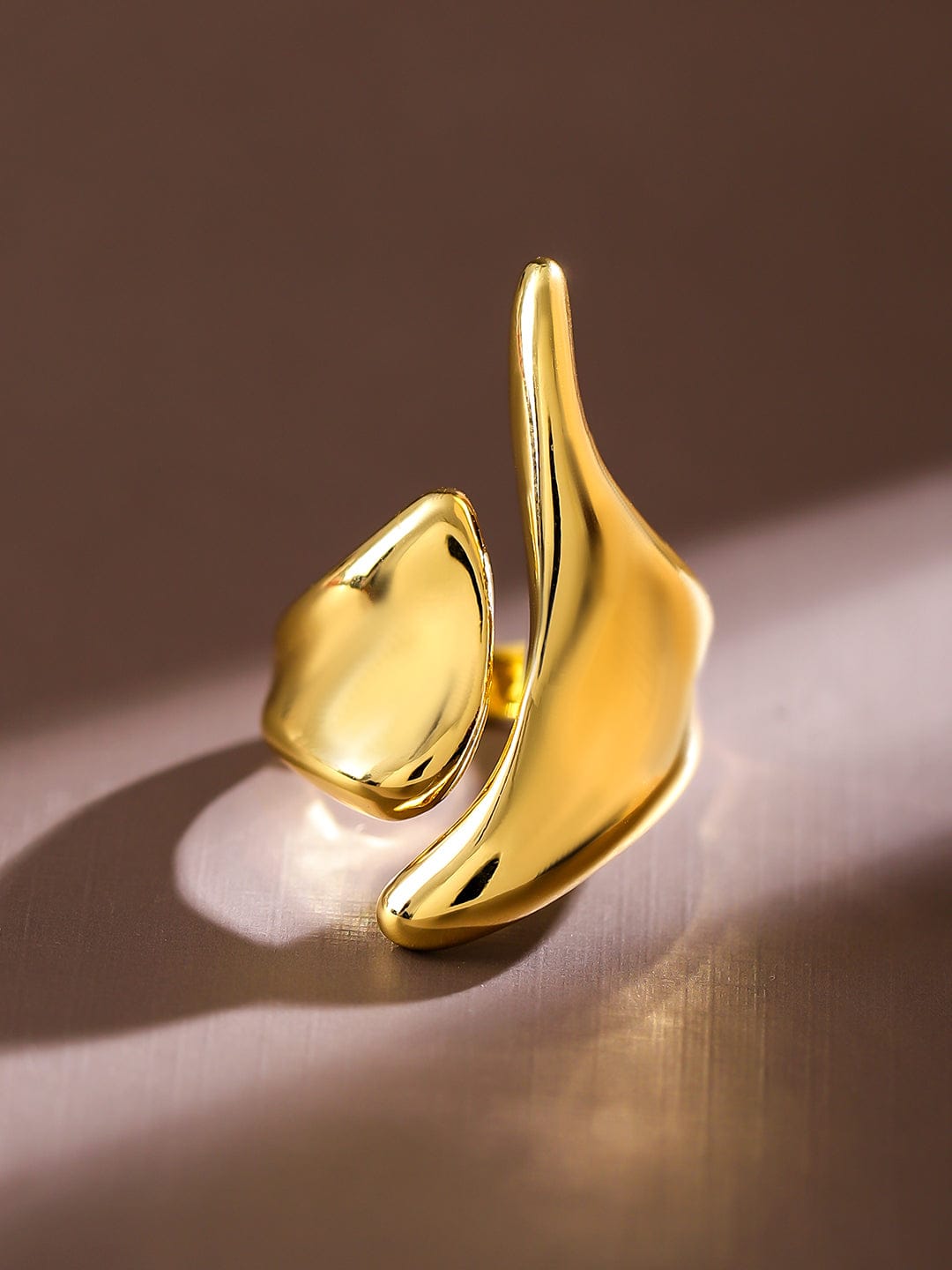 Wentra Voguish 18K Gold-Plated Abstract Openable Finger Ring