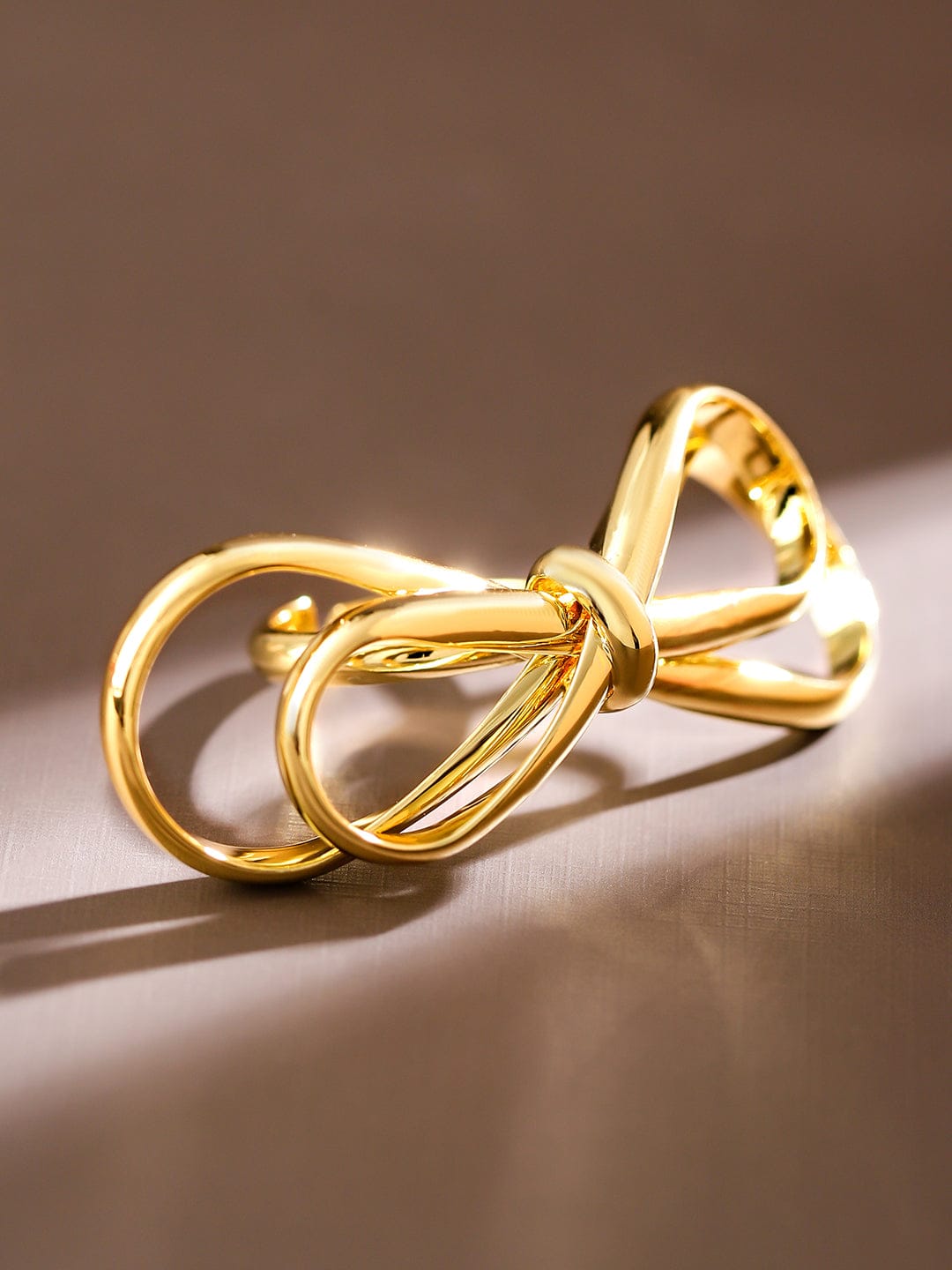 Wentra Voguish 18K Gold-Plated Adjustable Bow Knot Ring