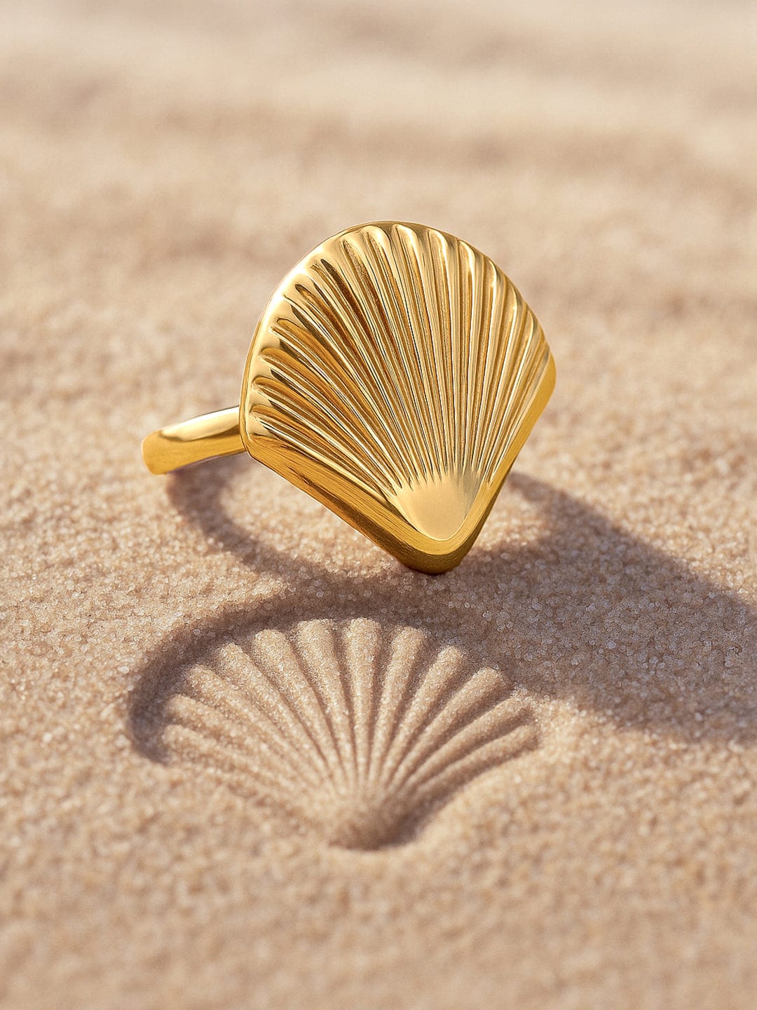 Wentra Voguish 18K Gold-Plated Adjustable Shell Motif Finger Ring