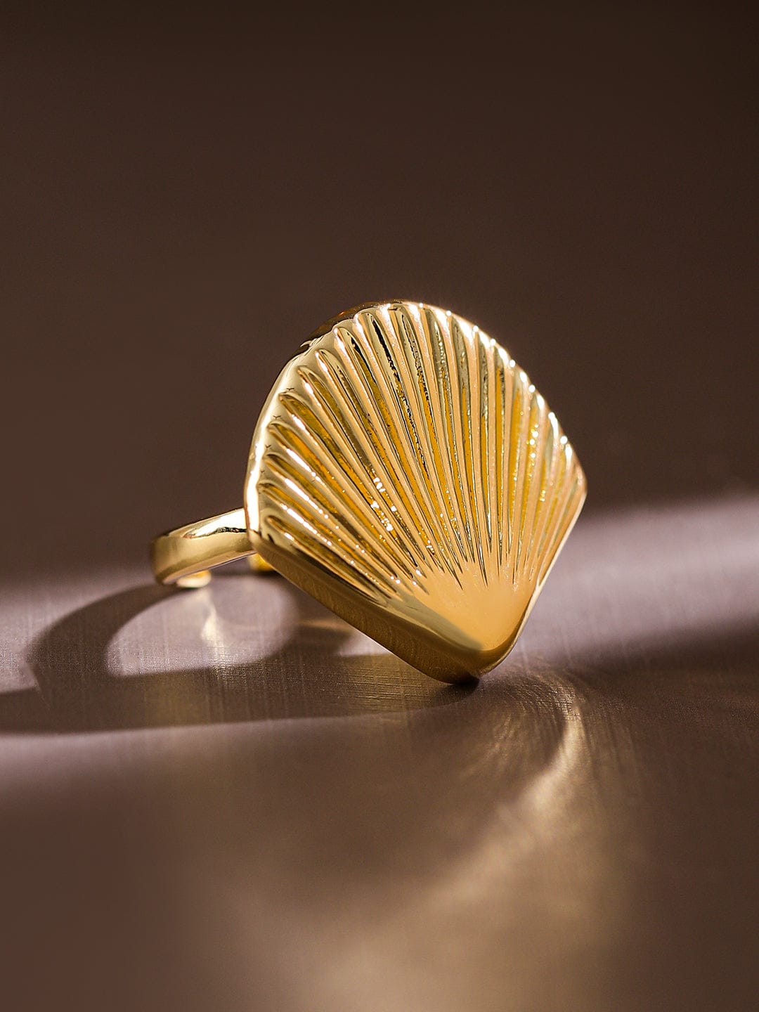 Wentra Voguish 18K Gold-Plated Adjustable Shell Motif Finger Ring