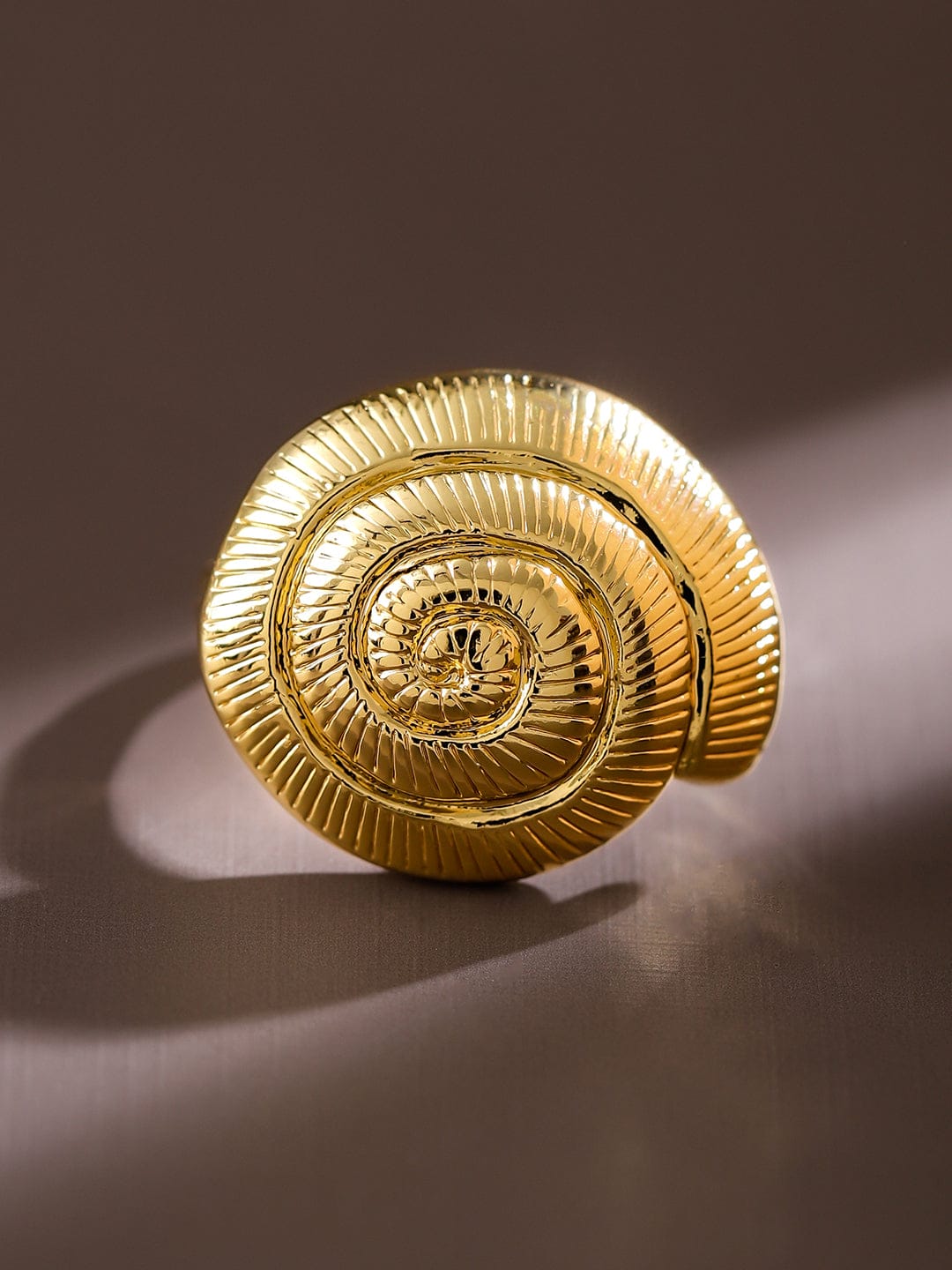 Wentra Voguish 18K Gold-Plated Adjustable Spiral Shell Motif Finger Ring
