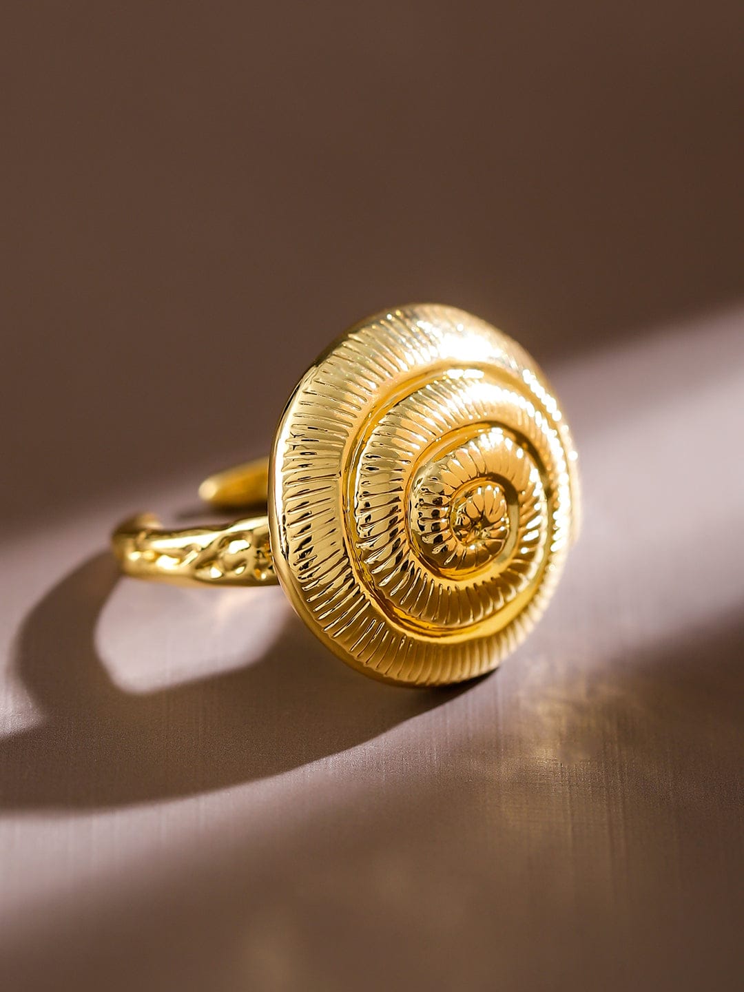Wentra Voguish 18K Gold-Plated Adjustable Spiral Shell Motif Finger Ring