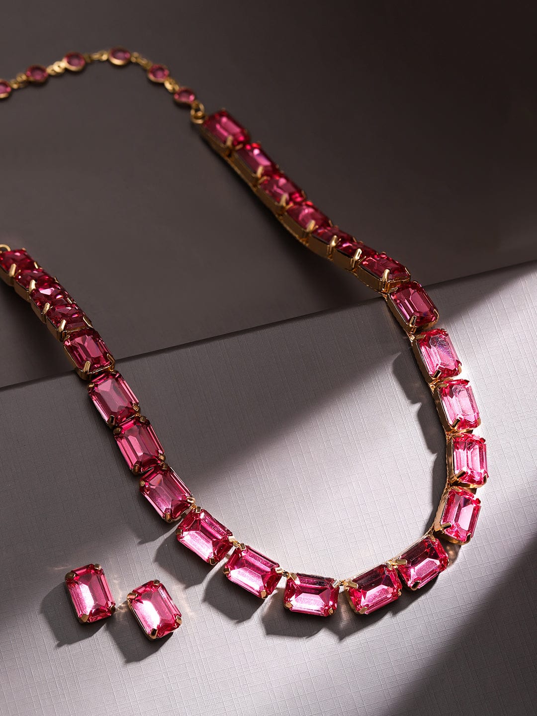 Dazzling Pink crystal necklace set
