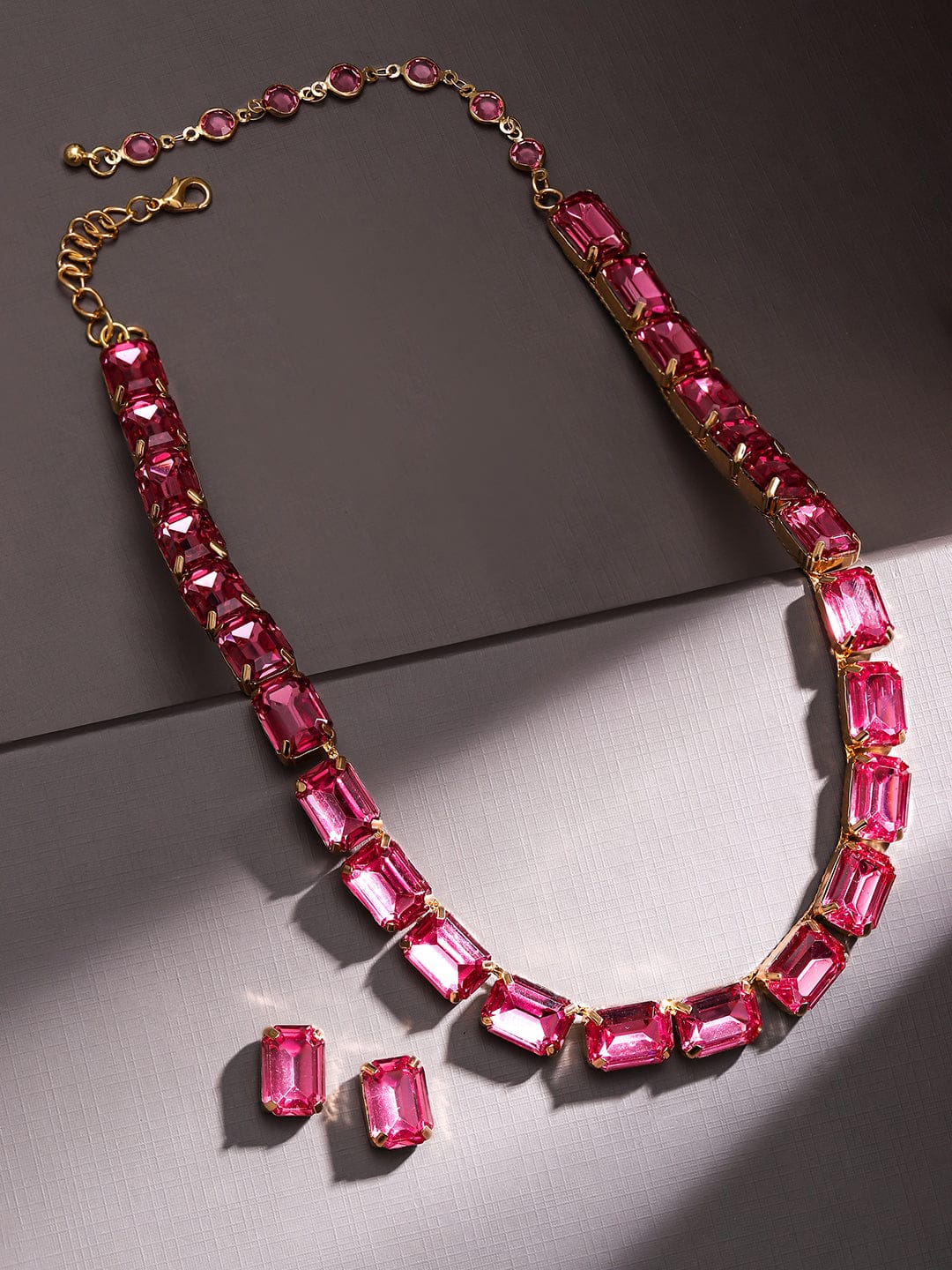 Dazzling Pink crystal necklace set