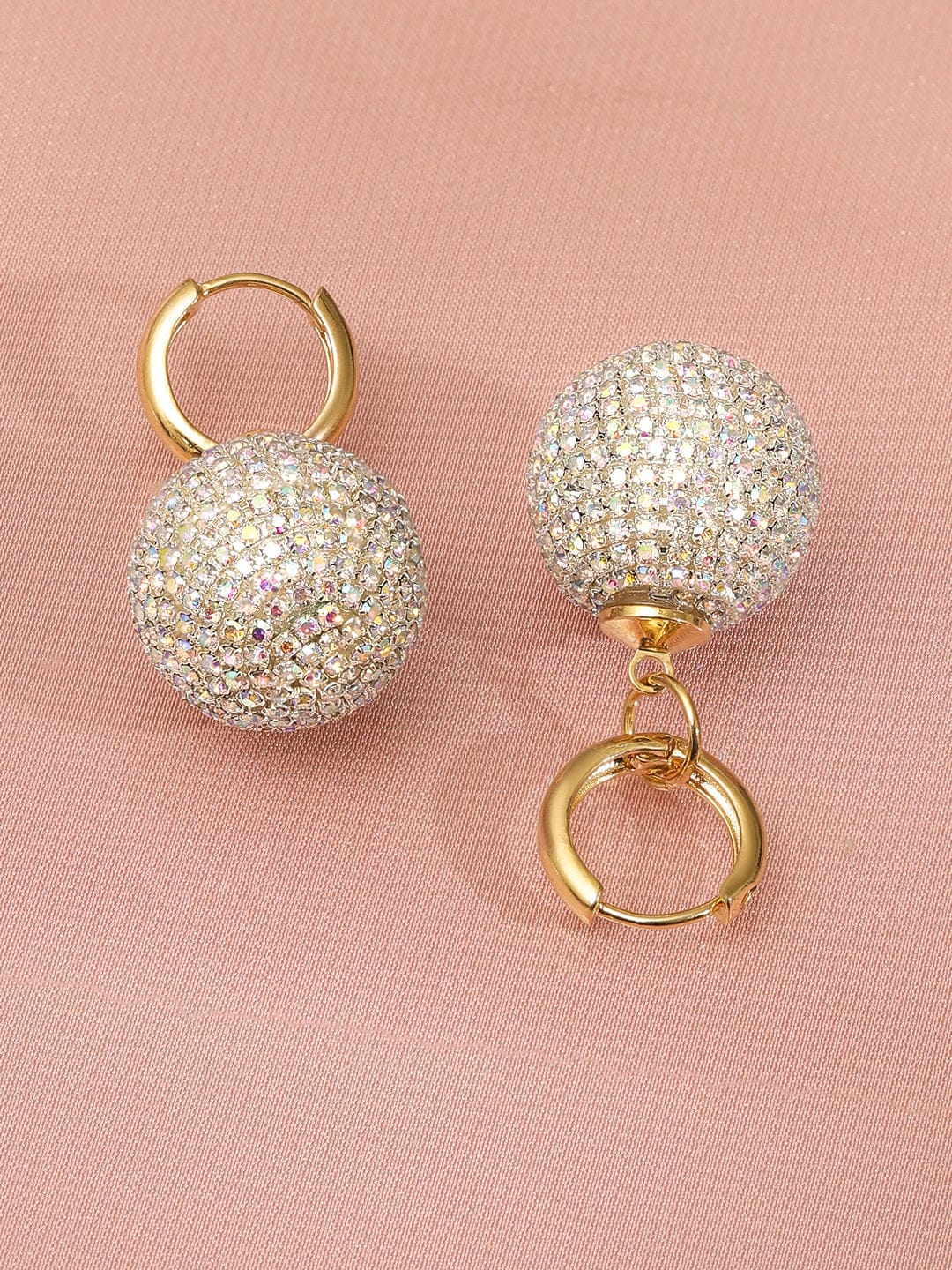 Multicolor Crystal Ball Drop Huggie Earrings