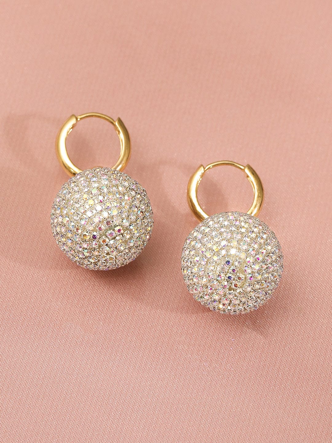 Multicolor Crystal Ball Drop Huggie Earrings