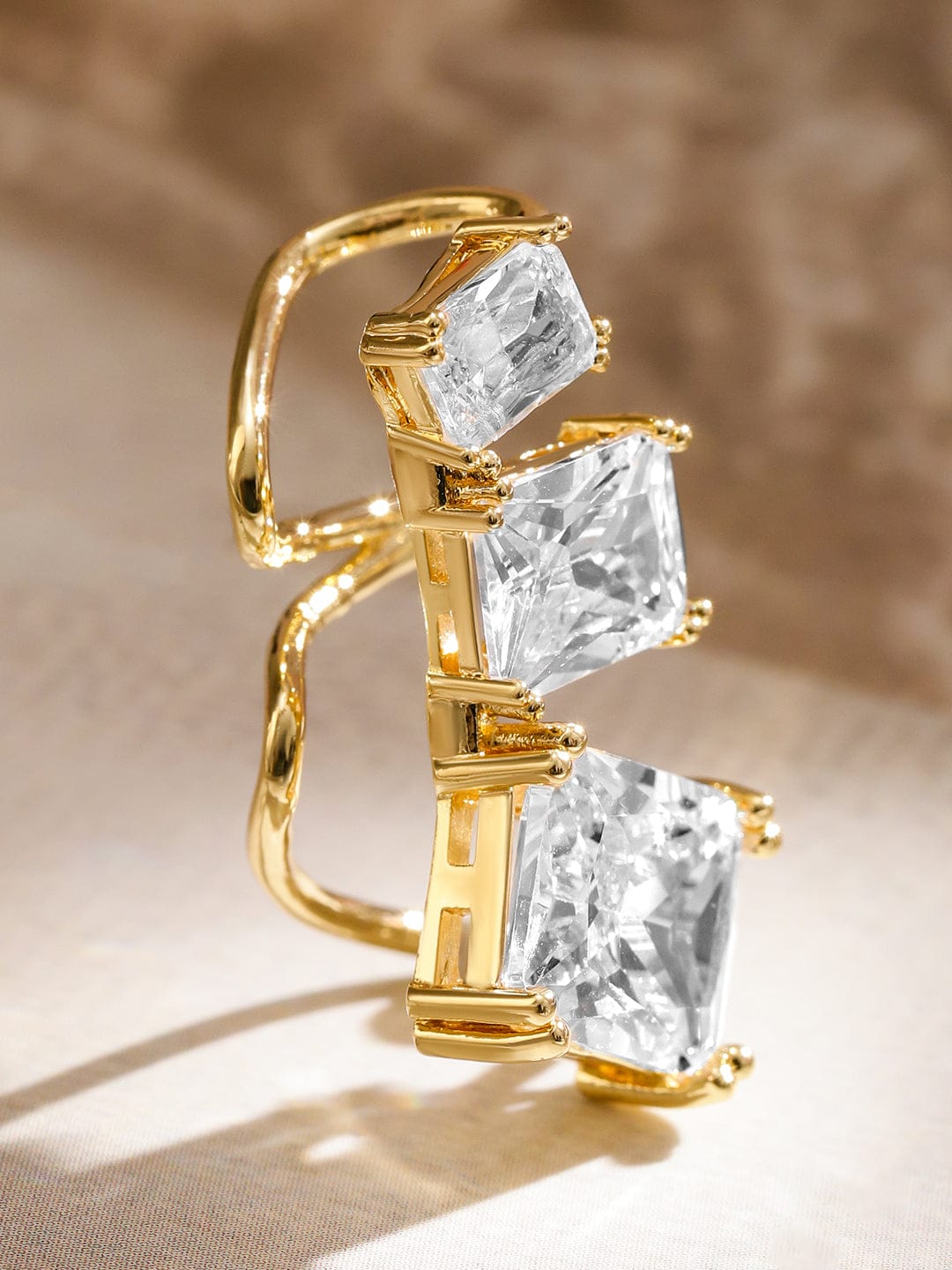 Gold Toned Clear Cubic Ear Cuff