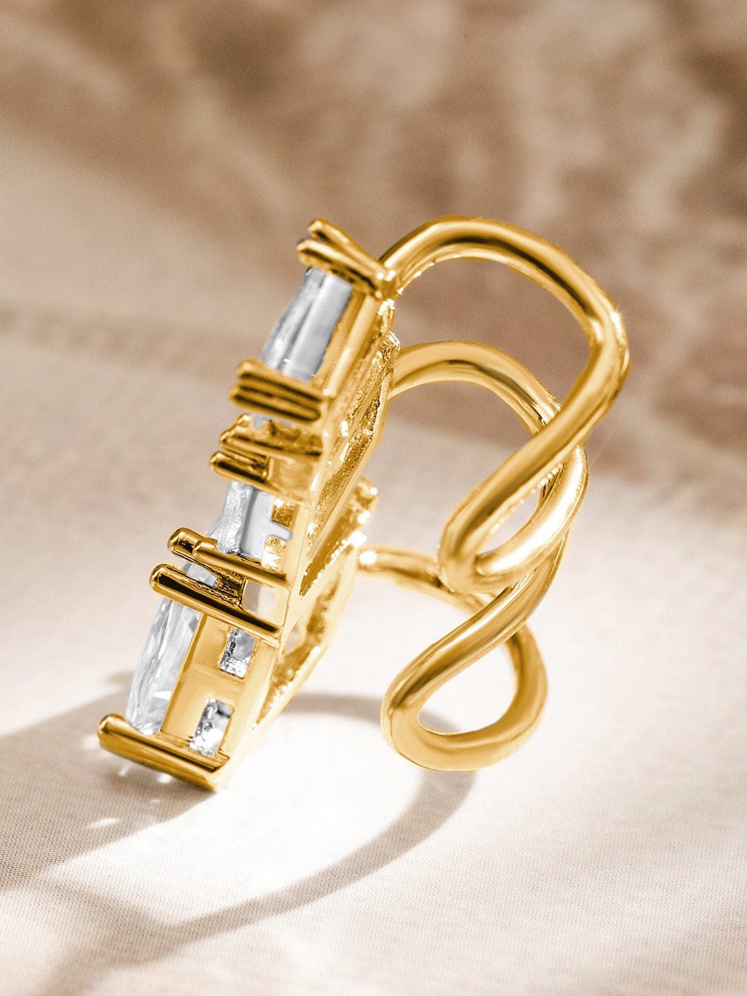 Gold Toned Clear Cubic Ear Cuff