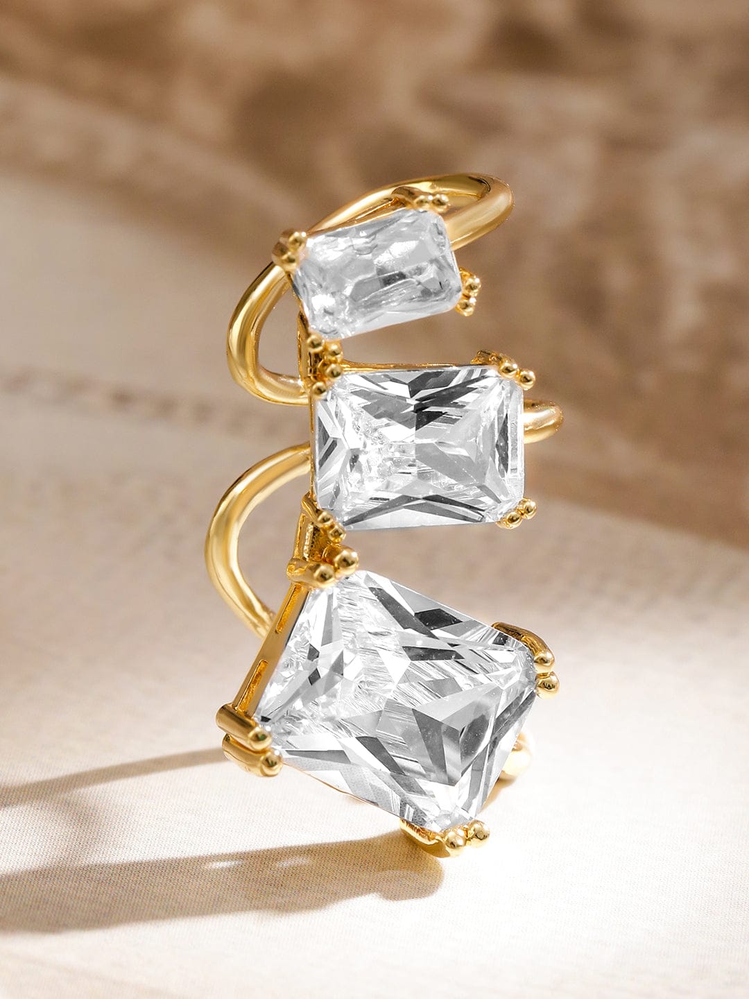 Gold Toned Clear Cubic Ear Cuff